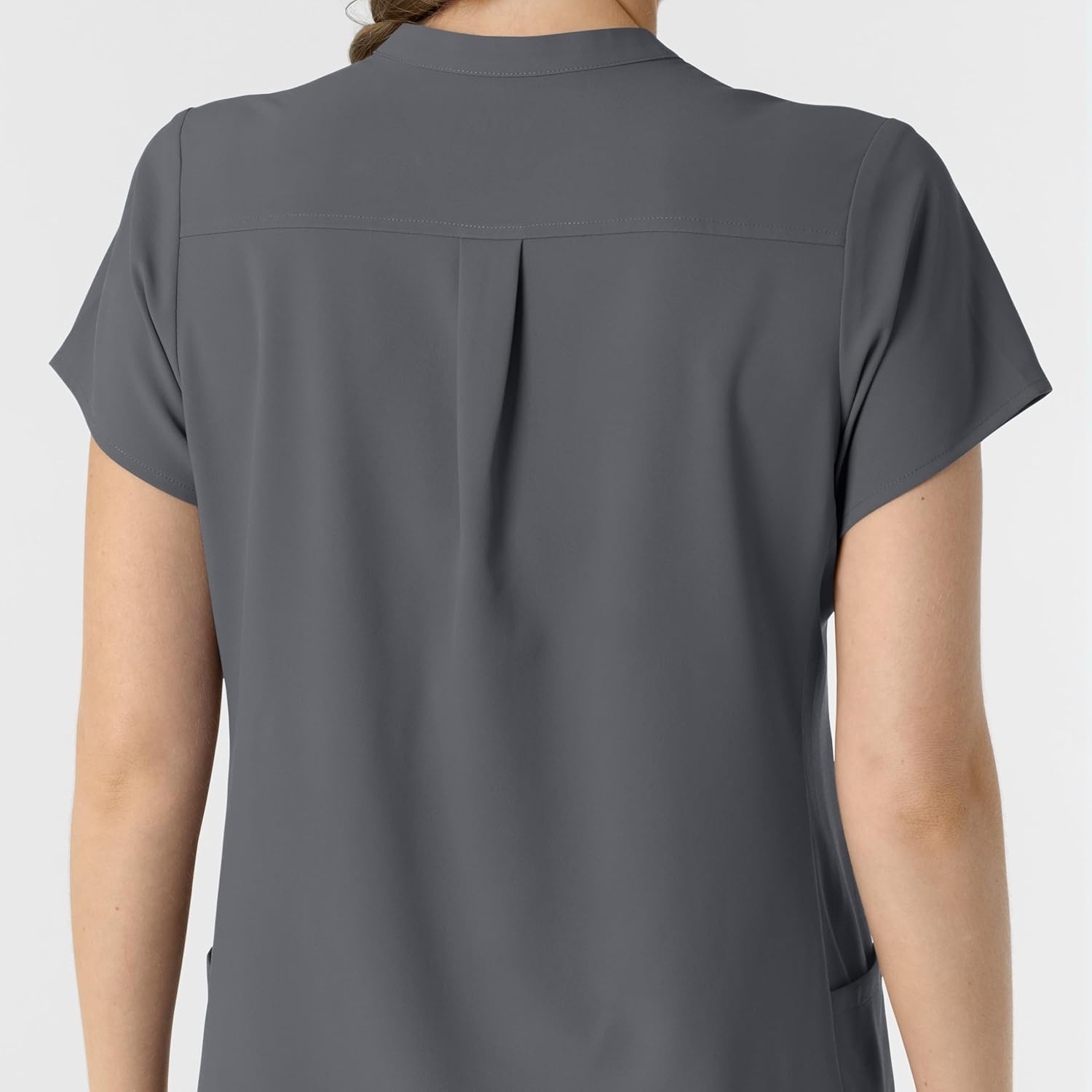 Wink Renew Women’s Mandarin Collar Scrub Top(Pewter)