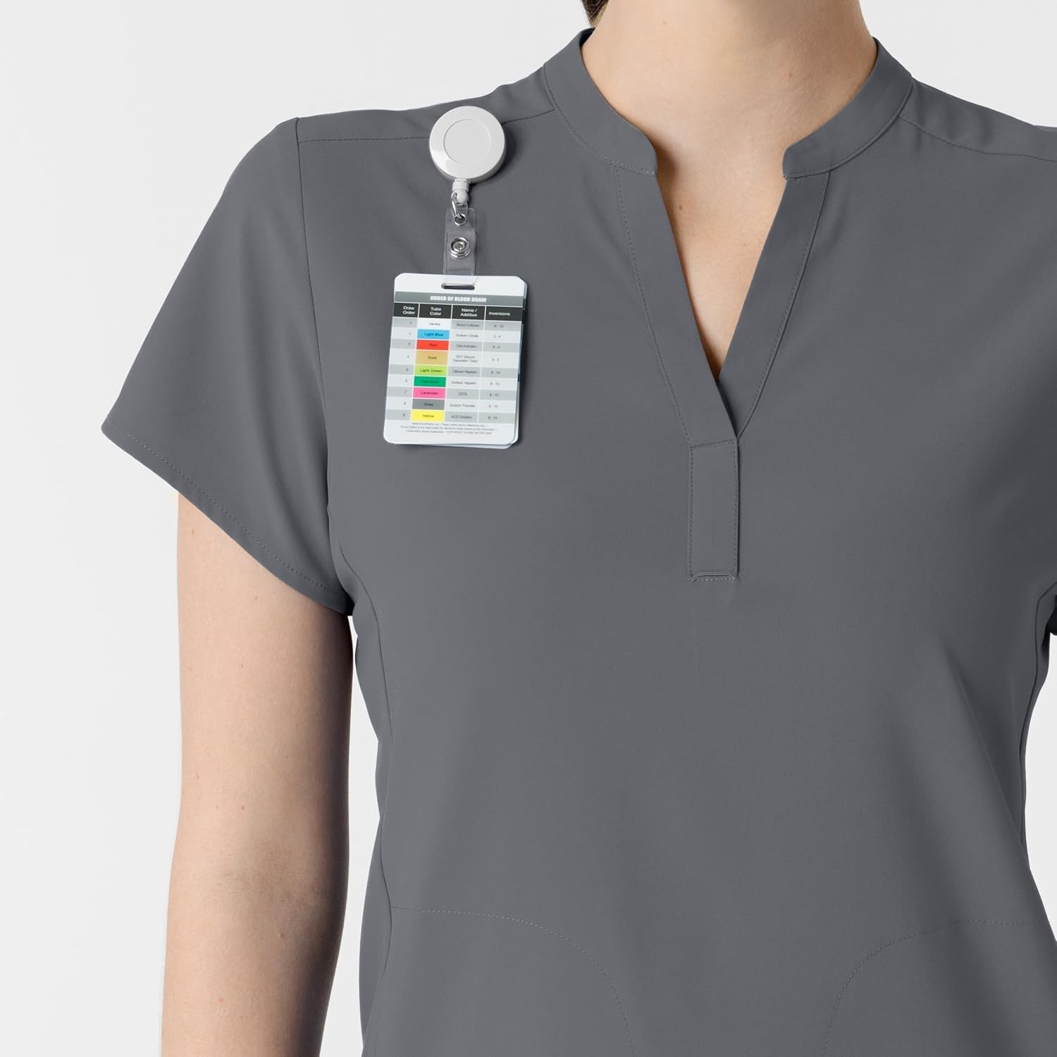 Wink Renew Women’s Mandarin Collar Scrub Top(Pewter)
