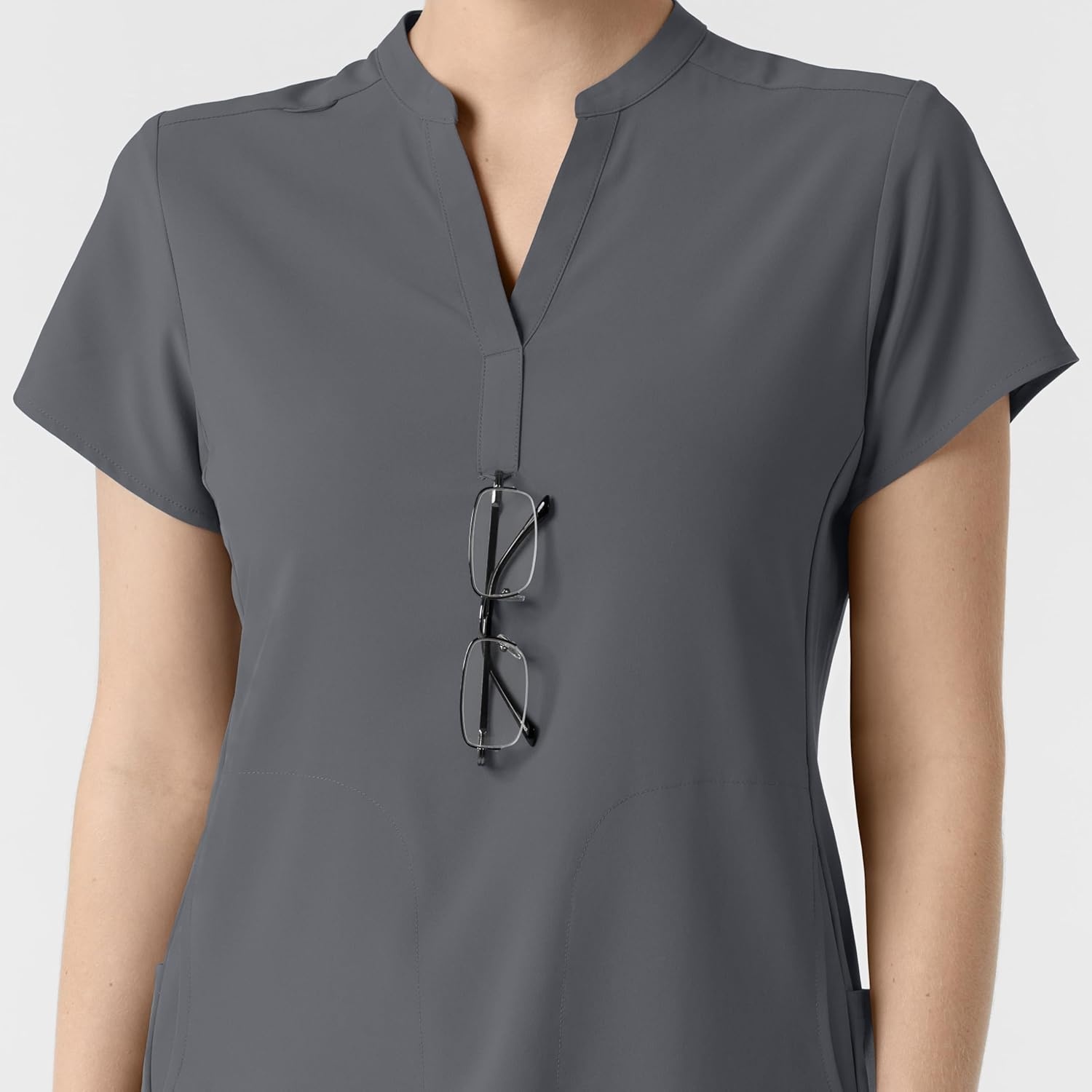 Wink Renew Women’s Mandarin Collar Scrub Top(Pewter)