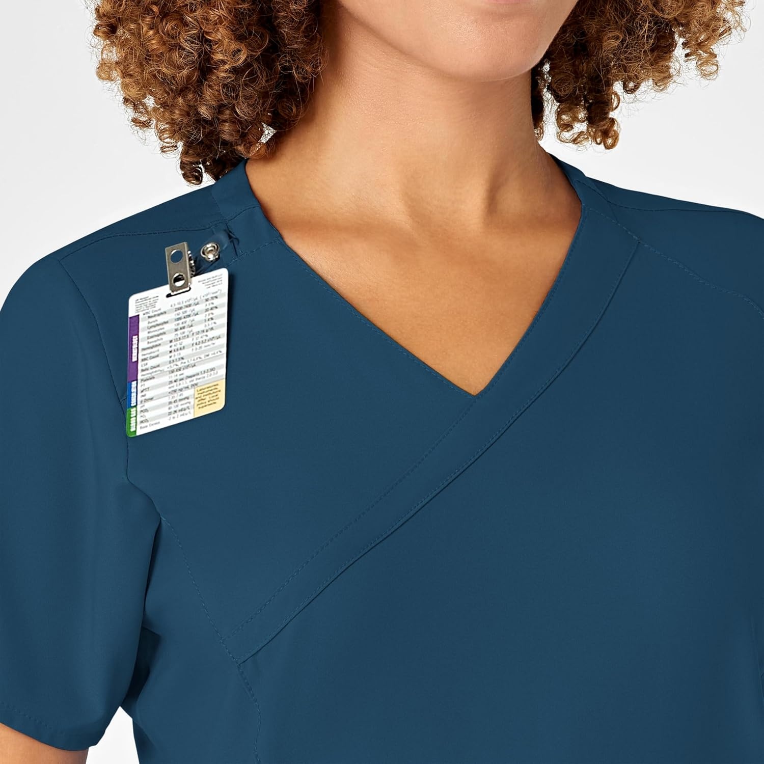 WINK WonderWORK Women’s Mock Wrap Scrub Top(Caribbean Blue)