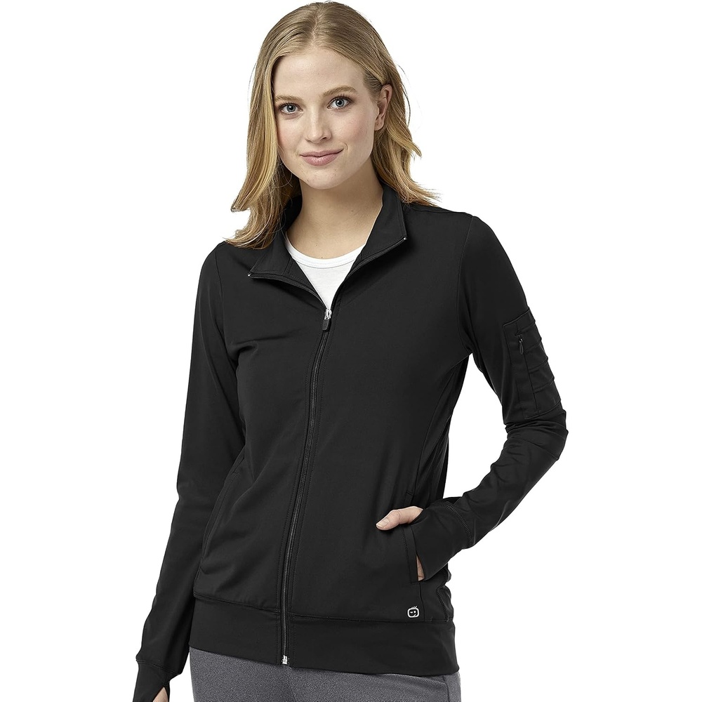 WINK Women’s Women’s Moto Scrub Jacket(Black)