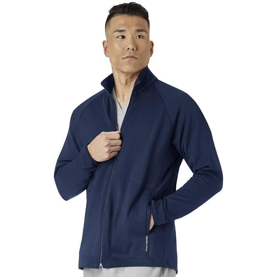 WonderWink mens Fleece Full-zip JacketFleece Full-Zip jacket(Navy)