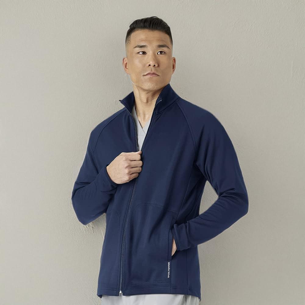 WonderWink mens Fleece Full-zip JacketFleece Full-Zip jacket(Navy)