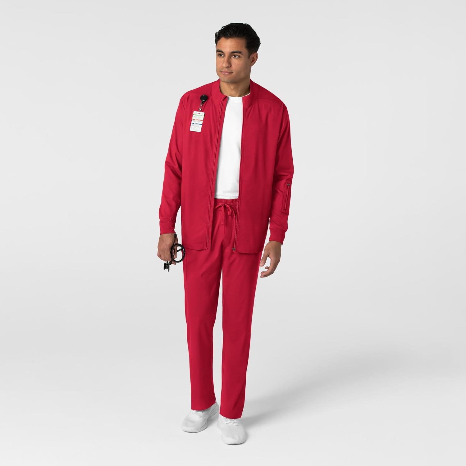 WINK Men’s Men’s Warm Up Scrub Jacket(Red)