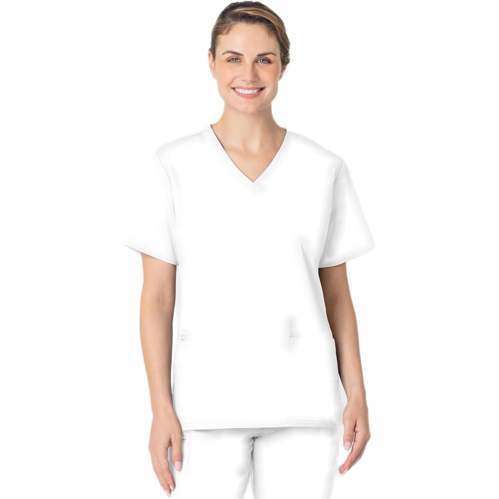 Wink WonderWORK Women’s V-Neck Scrub Top, White, 3XL