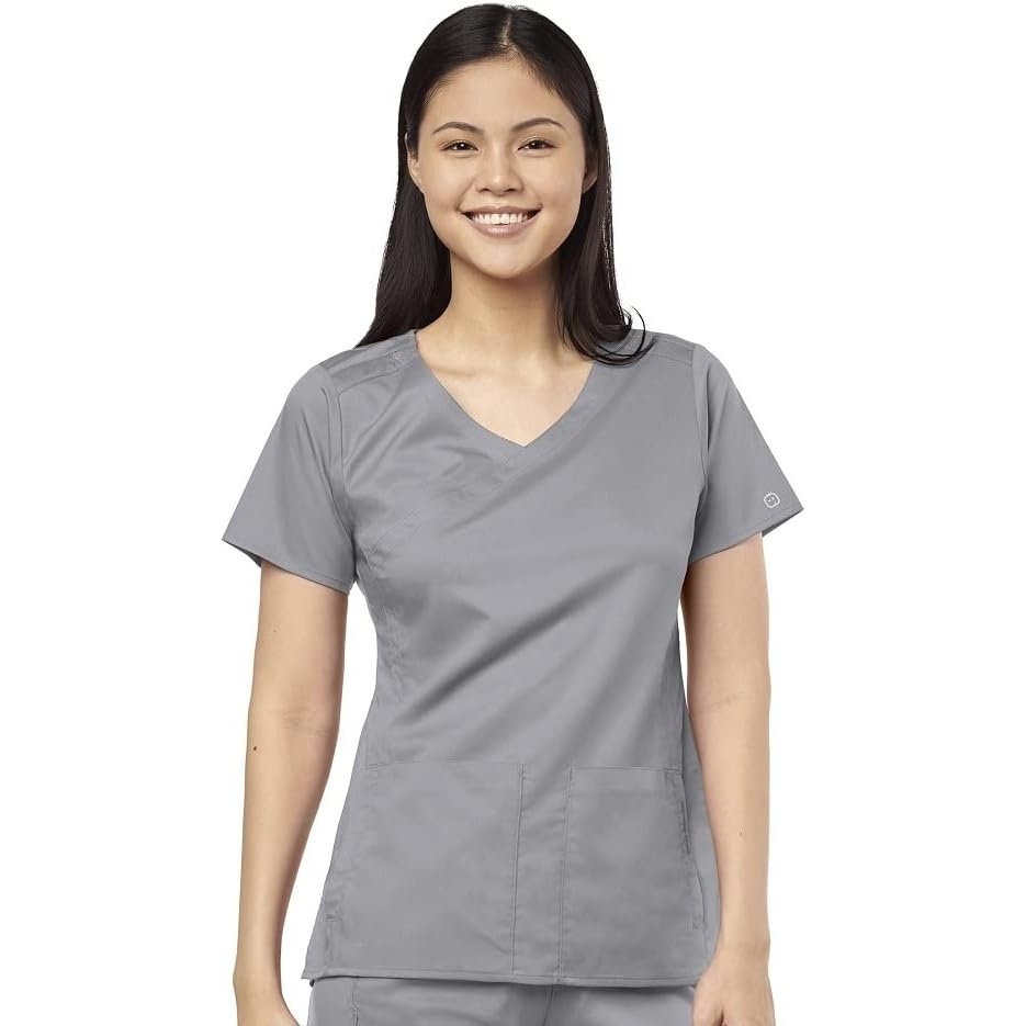 WINK PRO Women’s 4 Pocket Wrap Scrub Top(Grey)