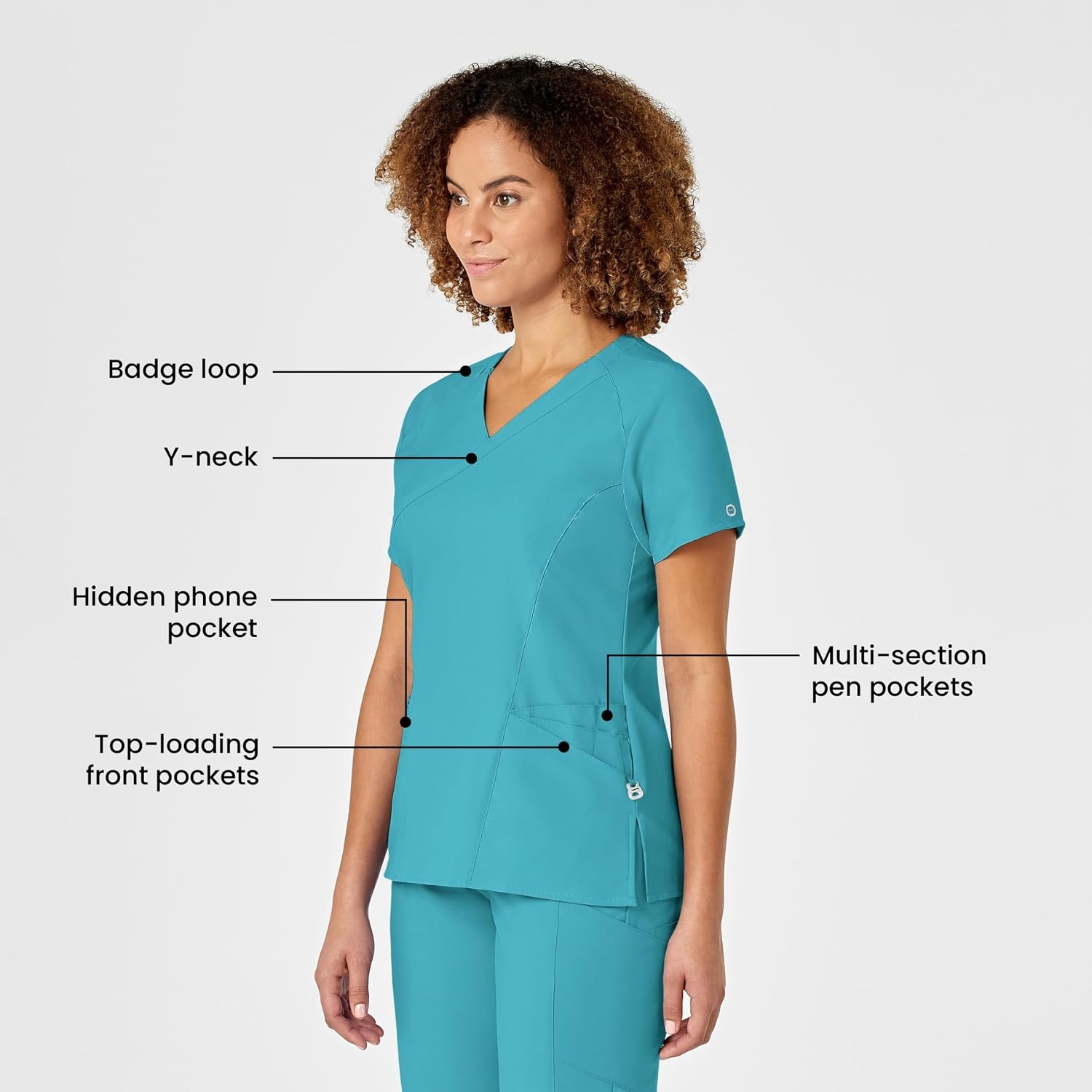 Wink W123 Women’s Mock Wrap Scrub Top(Teal Blue)