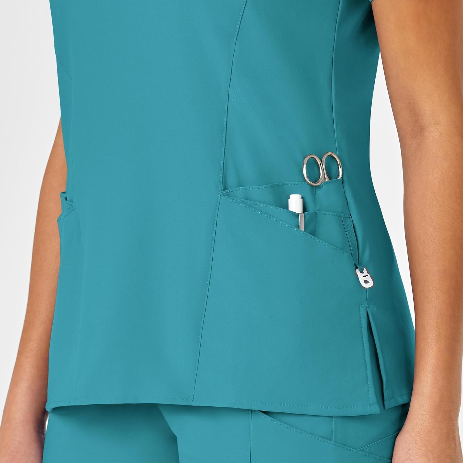 Wink W123 Women’s Mock Wrap Scrub Top(Teal Blue)