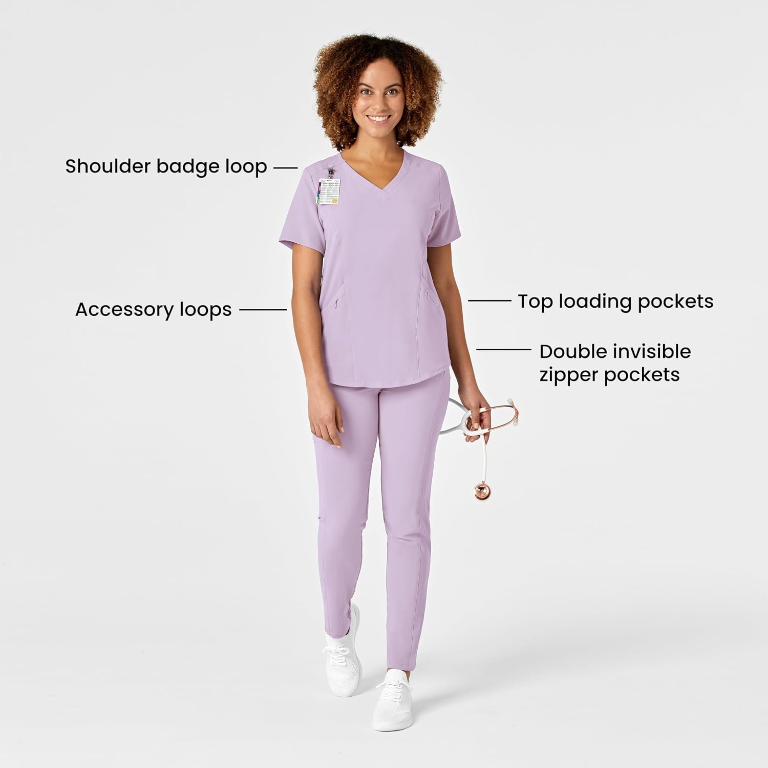 WINK Nova Women’s Flex-n-Reach V-Neck Scrub Top(Pastel Lilac)