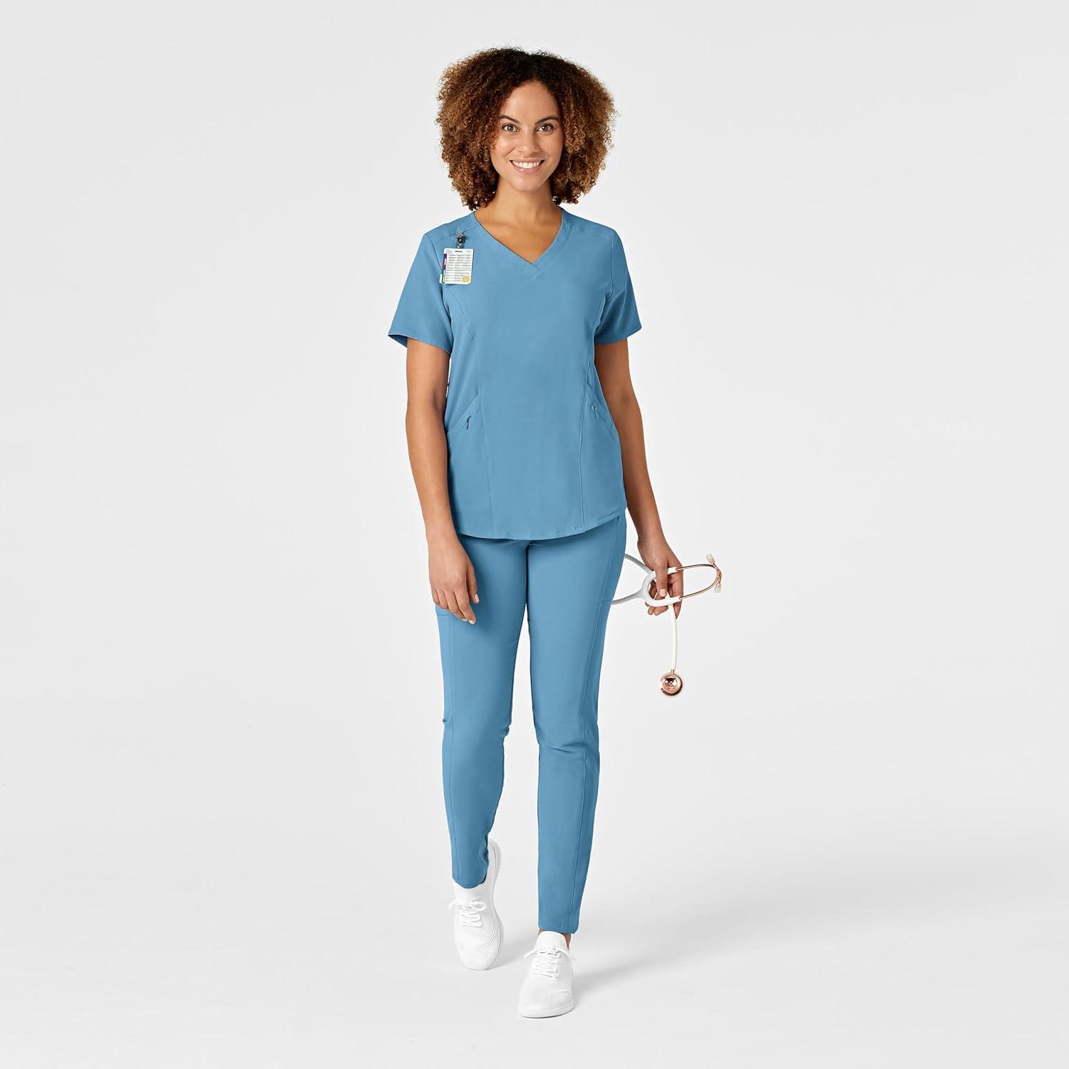 WonderWink Mens Women’s V-Neck Scrub Top(Bay Blue)