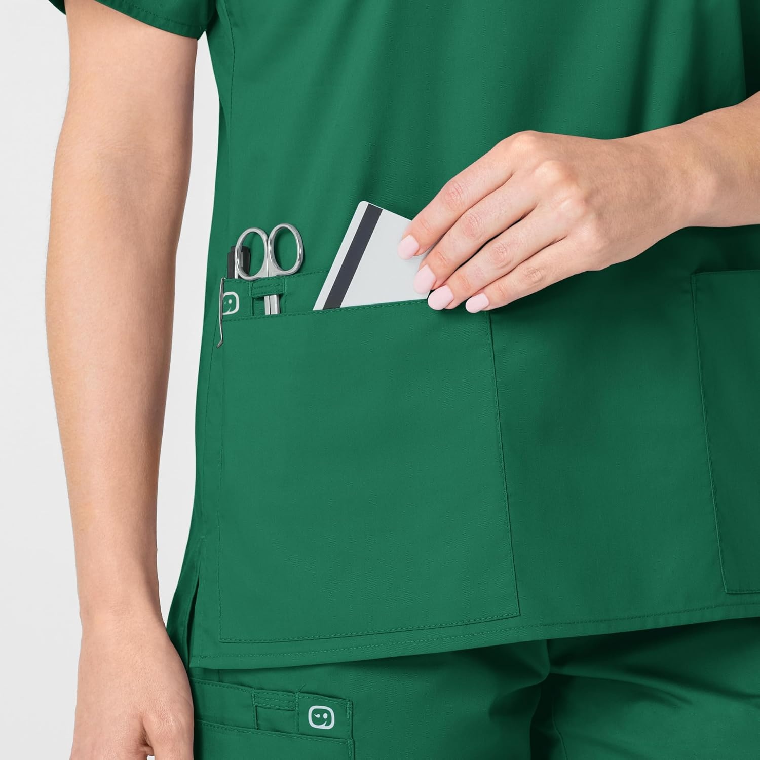 Wink WonderWORK Women’s V-Neck Scrub Top, Hunter, 2XS