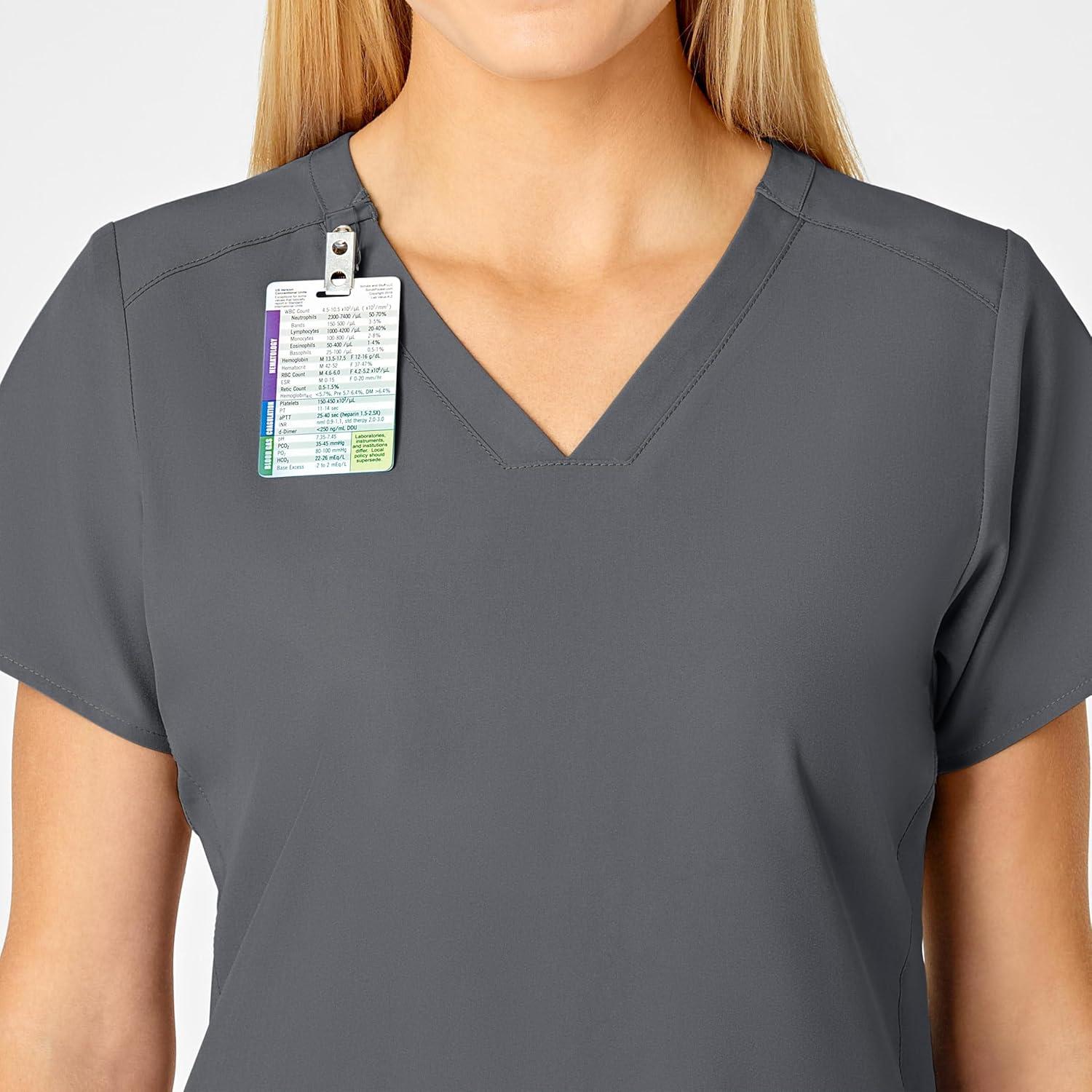 WonderWink Women’s Flex-Back Stylized V-Neck Top(Pewter)