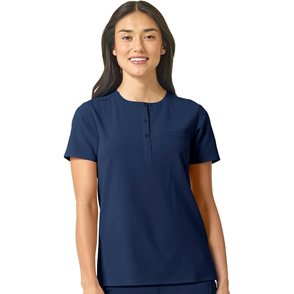 Wink Renew Women’s Mandarin Collar Tuck-in Scrub Top(Navy)