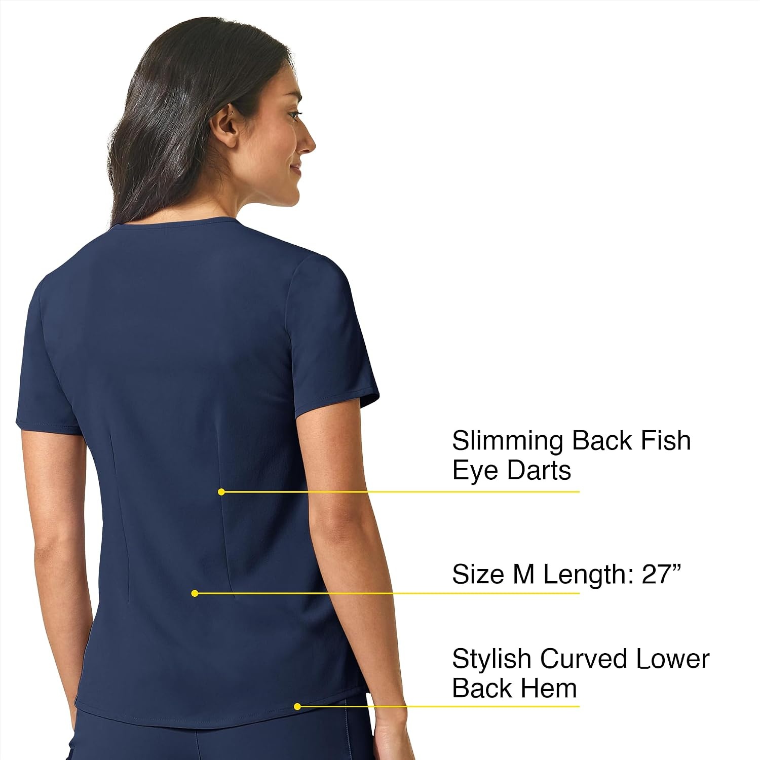 Wink Renew Women’s Mandarin Collar Tuck-in Scrub Top(Navy)