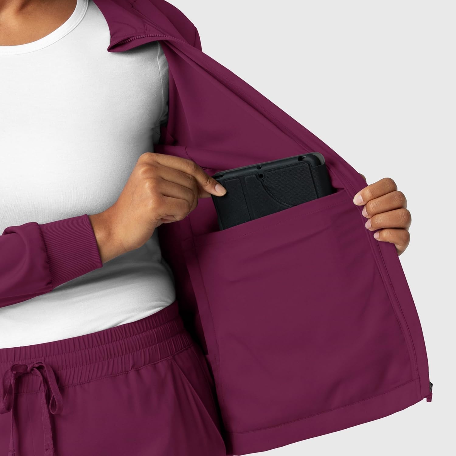 WINK Boundless Women’s Warm Up Scrub Jacket(Wine)