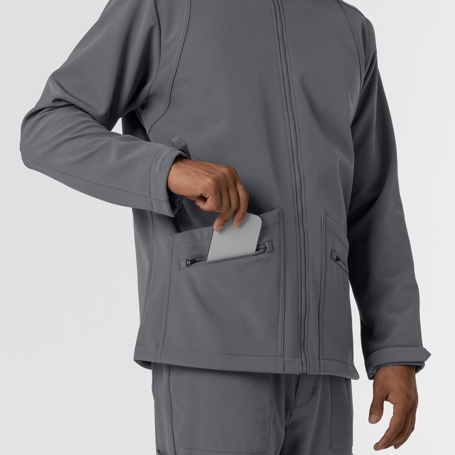 WINK Men’s Men’s Soft Shell Scrub Jacket(Pewter)