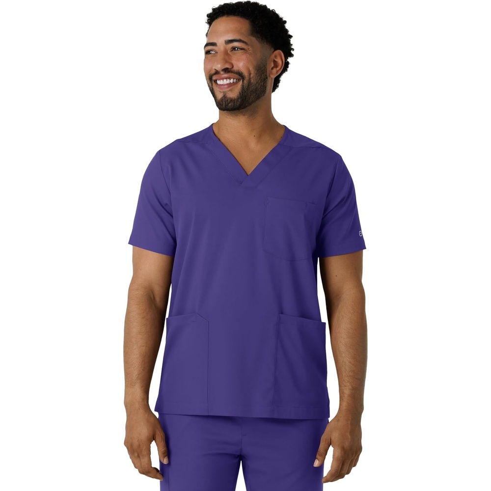 Wink Boundless Men’s Multi Pocket V-Neck Scrub Top(Grape)