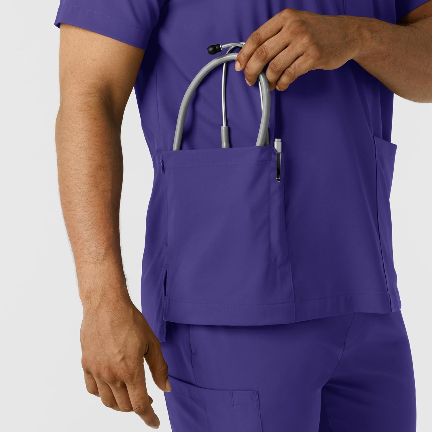 Wink Boundless Men’s Multi Pocket V-Neck Scrub Top(Grape)