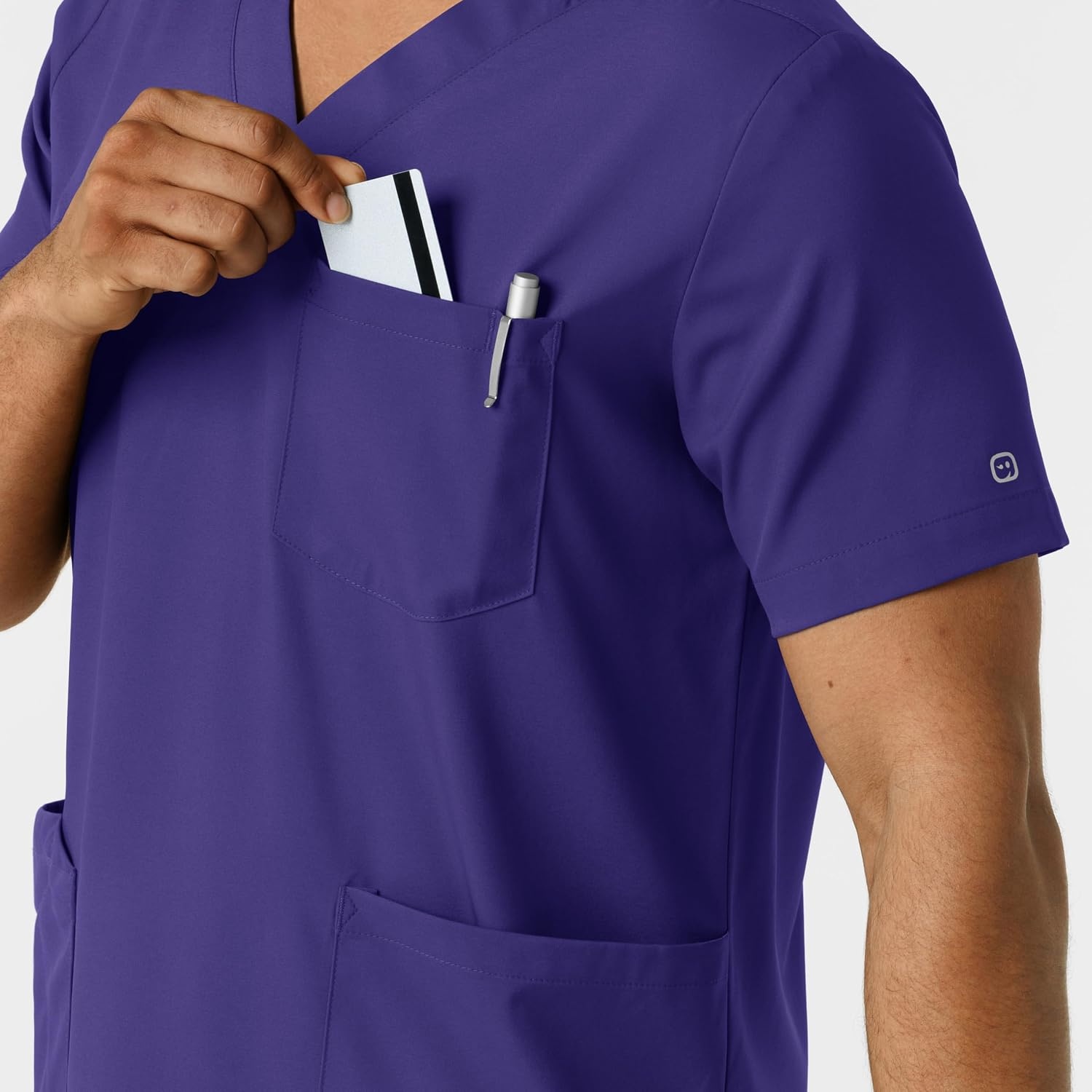 Wink Boundless Men’s Multi Pocket V-Neck Scrub Top(Grape)