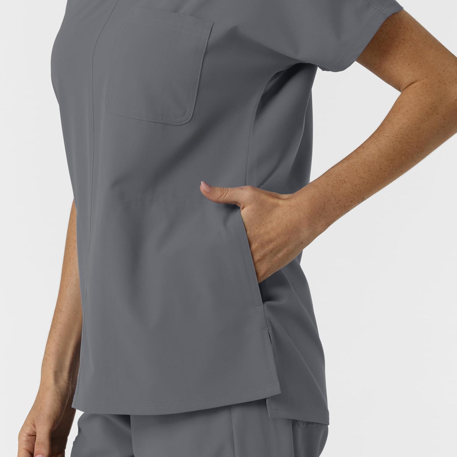 Wink Women’s Women’s Drop Shoulder Tunic Scrub Top(Pewter)