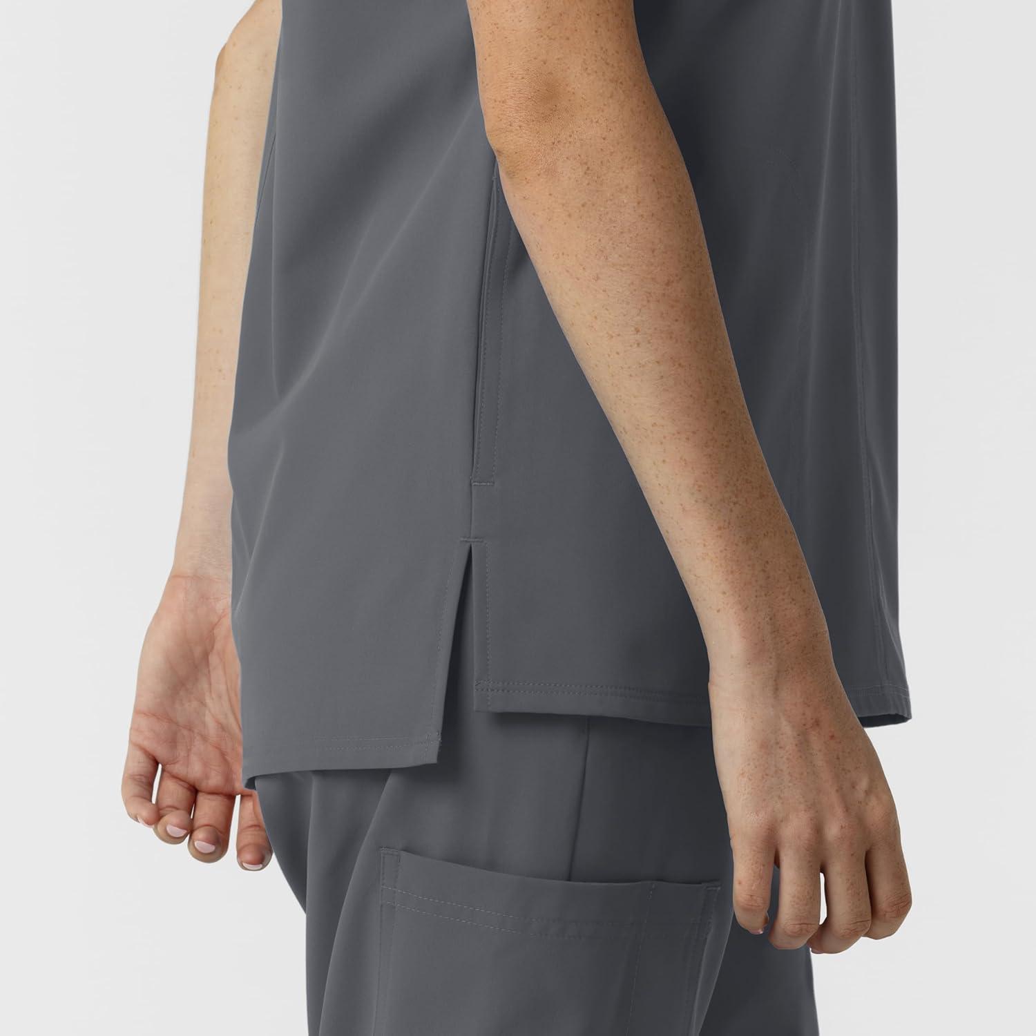 Wink Women’s Women’s Drop Shoulder Tunic Scrub Top(Pewter)