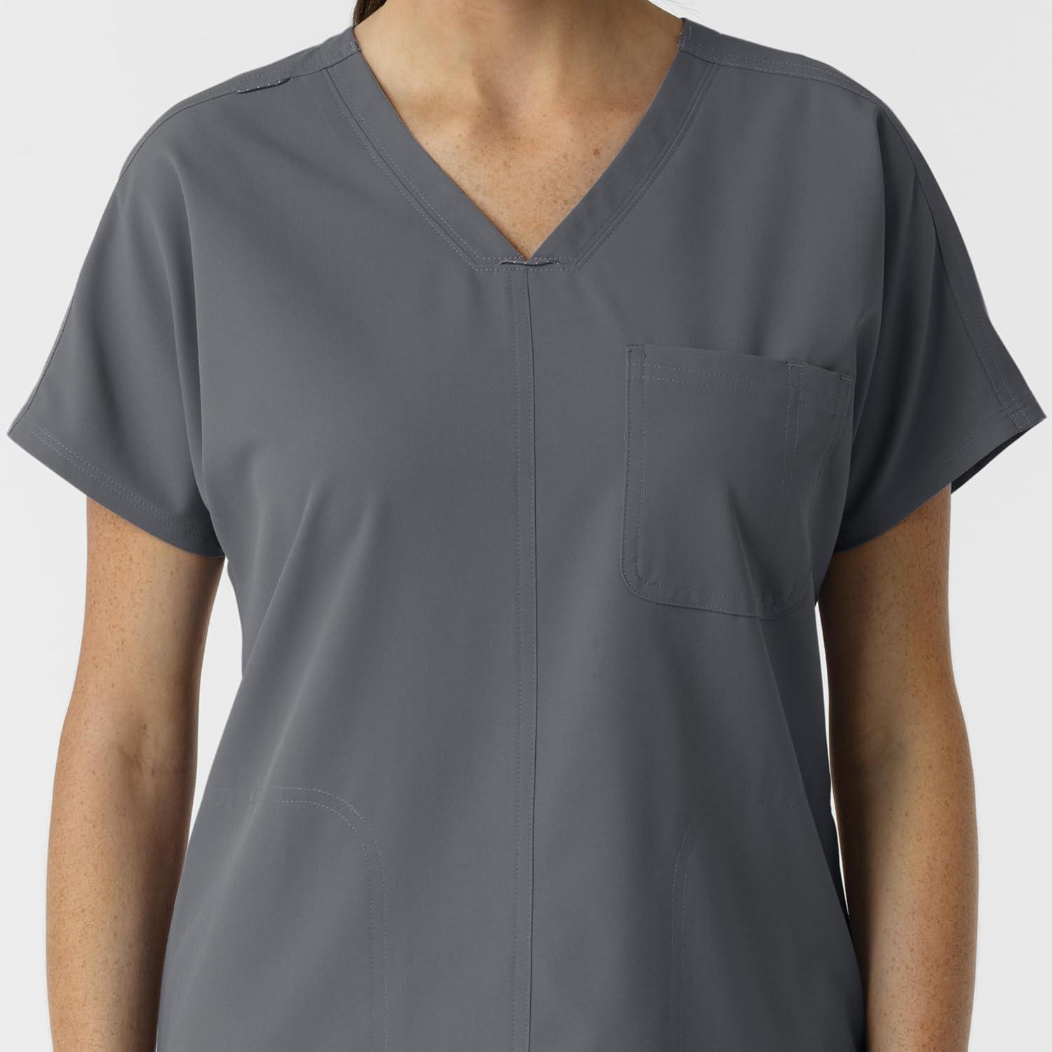 Wink Women’s Women’s Drop Shoulder Tunic Scrub Top(Pewter)