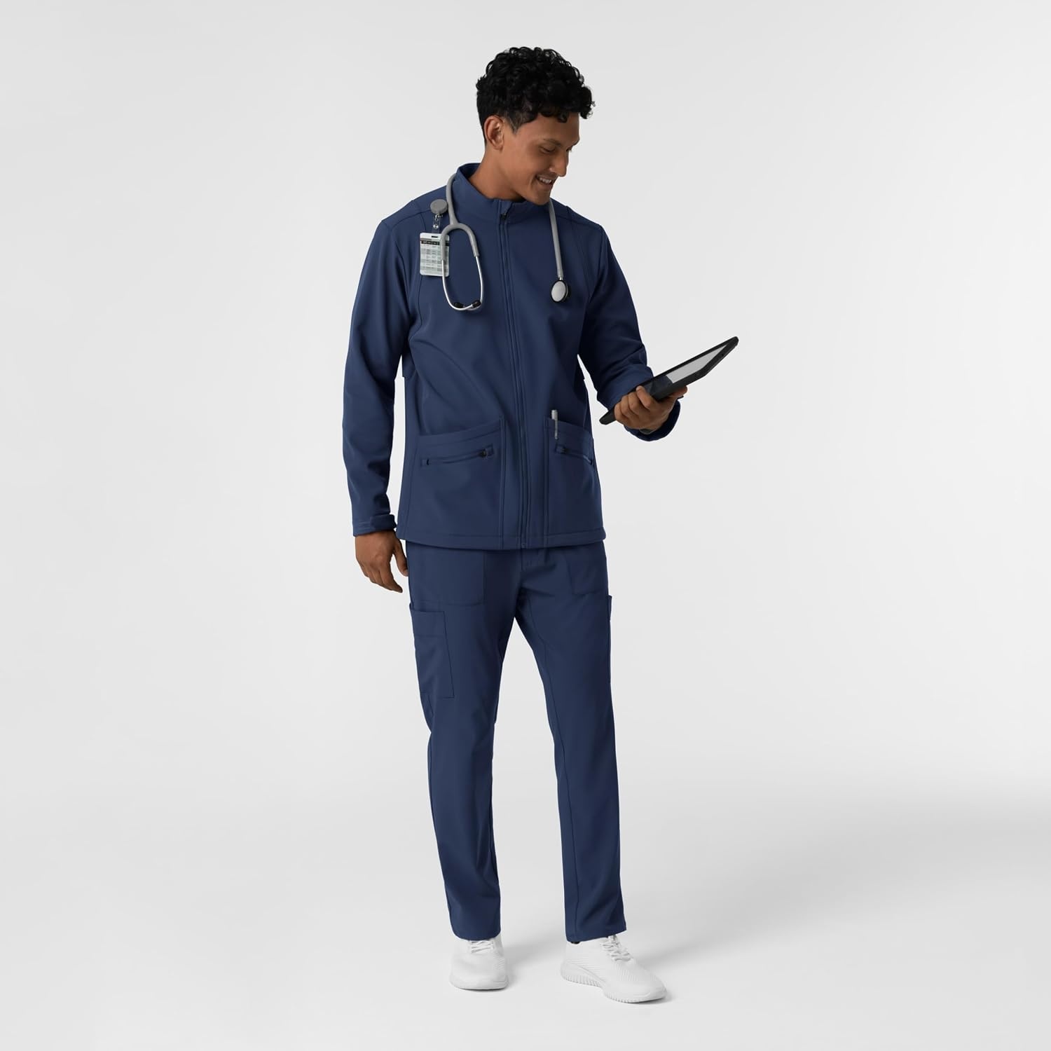 WINK Men’s Men’s Soft Shell Scrub Jacket(Navy)