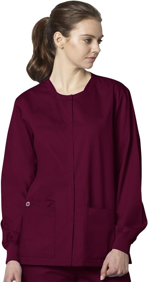 WonderWink Unisex Adult Unisex Snap Front Jacket(Wine)