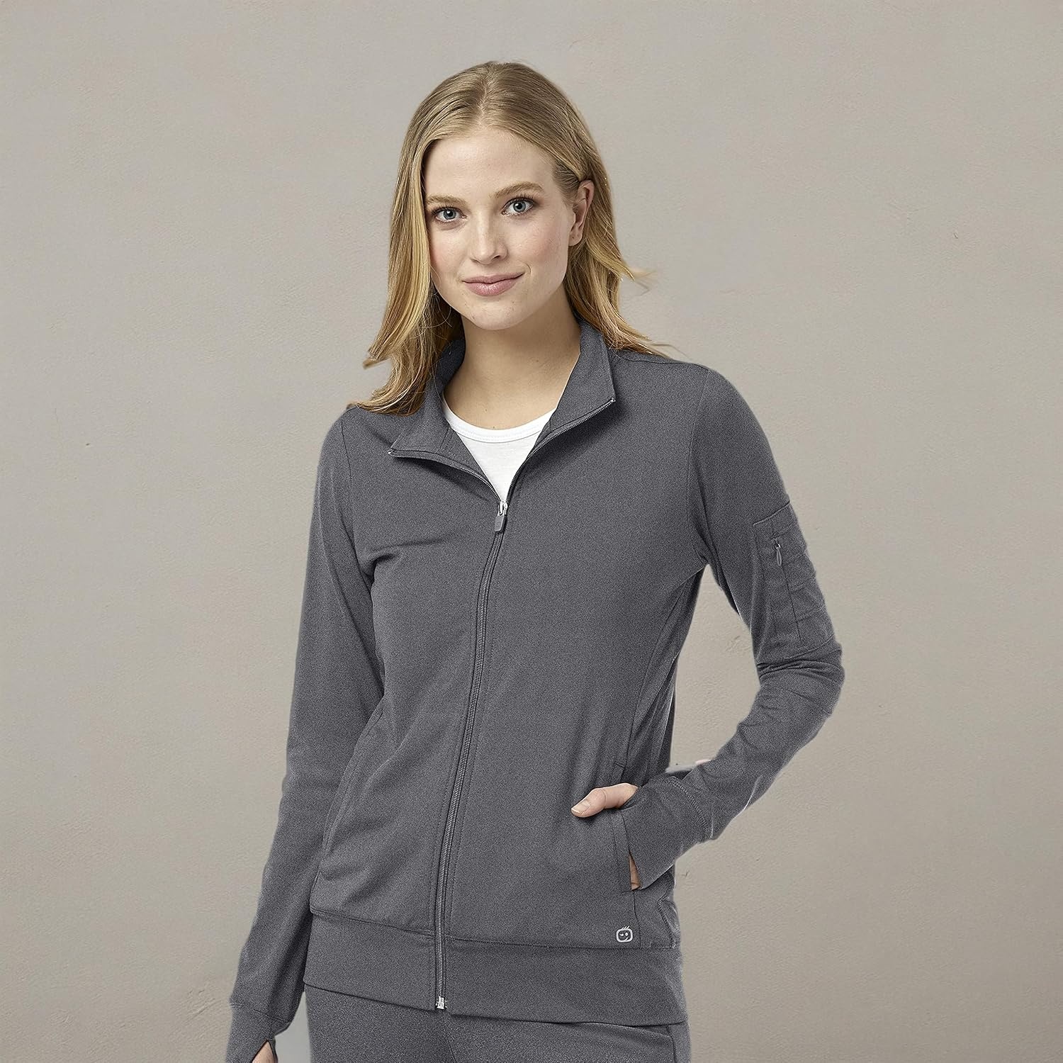 WINK Women’s Women’s Moto Scrub Jacket(Pewter Heather)