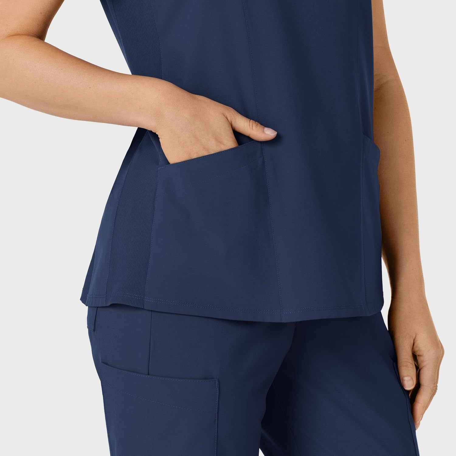 WINK Women’s Women’s Flex-n-reach Side Panel V-neck Scrub Top(Navy)