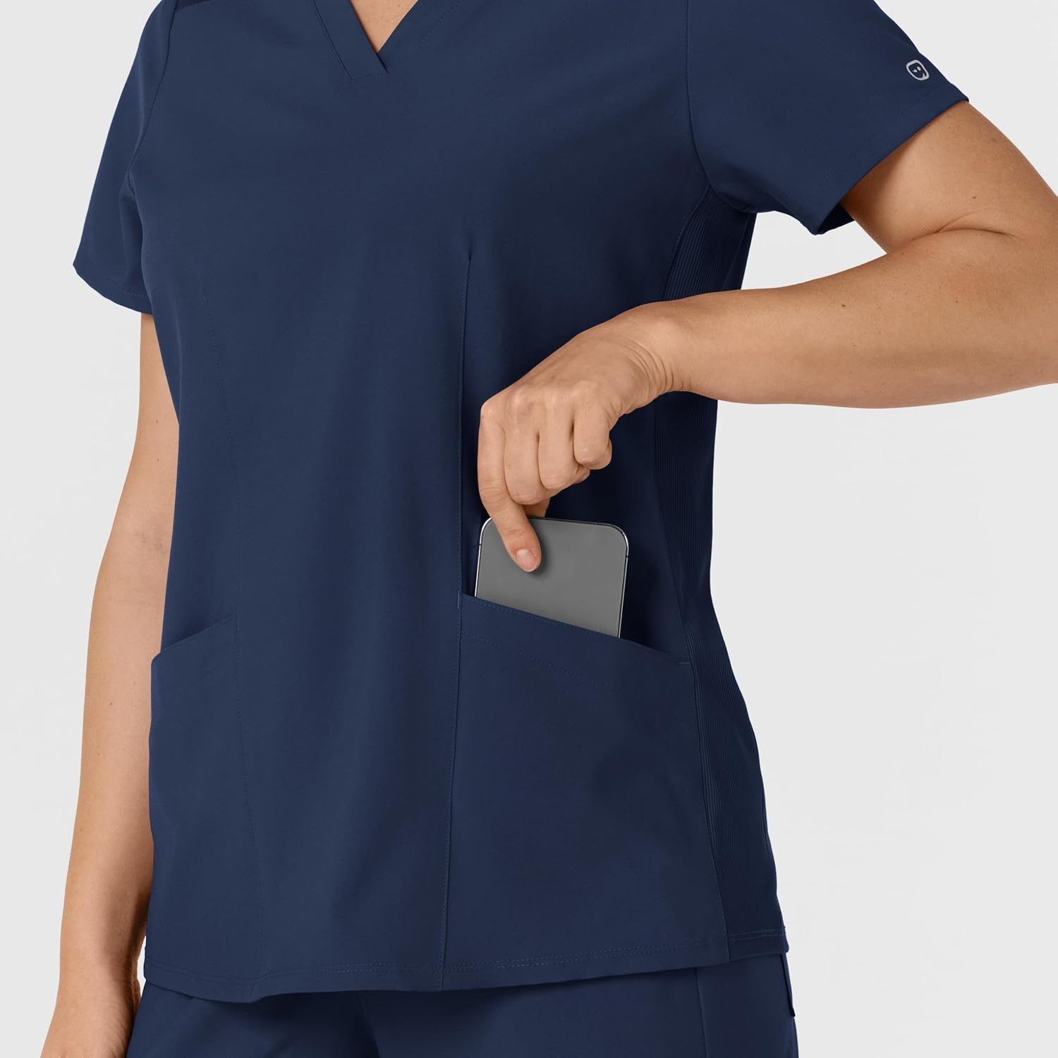 WINK Women’s Women’s Flex-n-reach Side Panel V-neck Scrub Top(Navy)