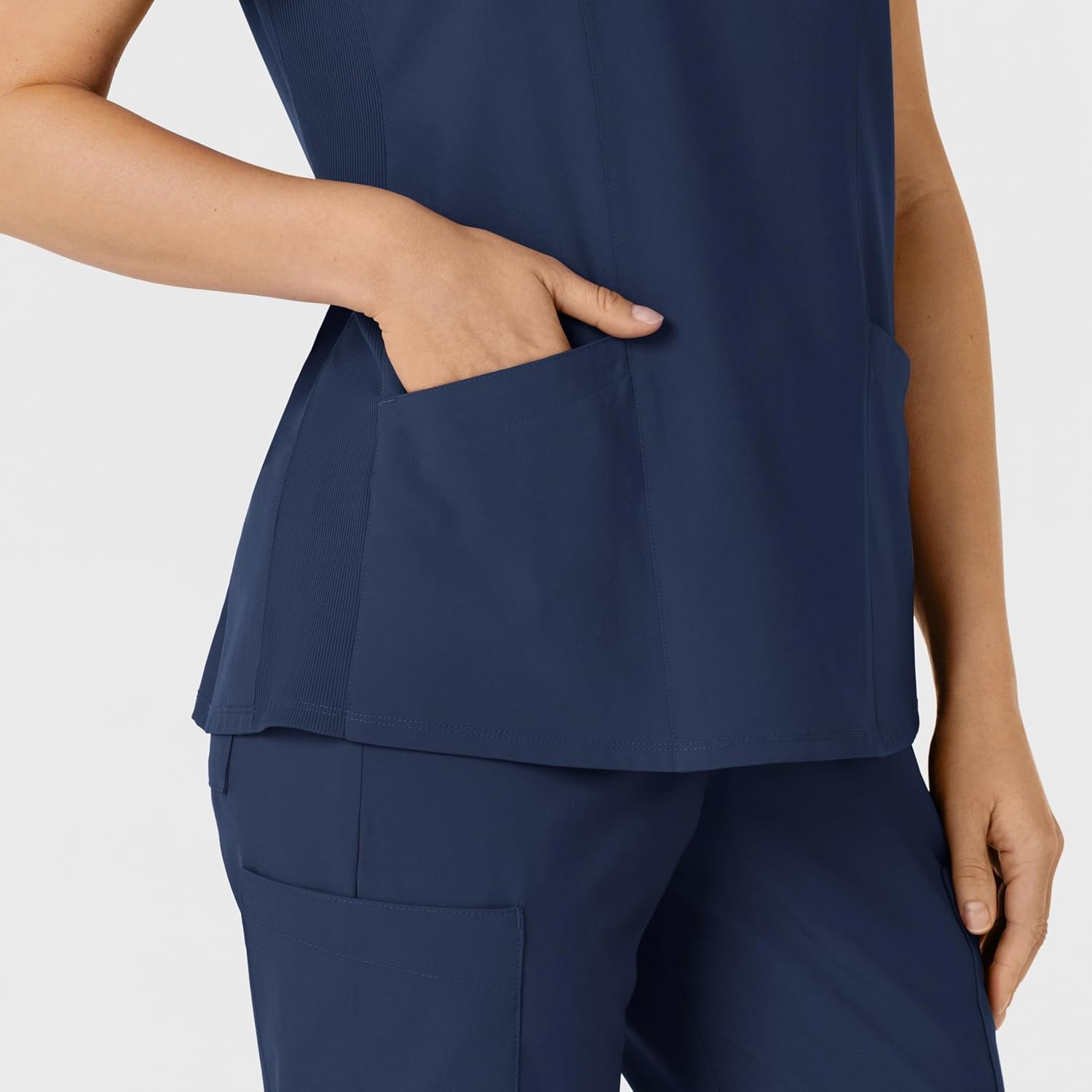 WINK Women’s Women’s Flex-n-reach Side Panel V-neck Scrub Top(Navy)