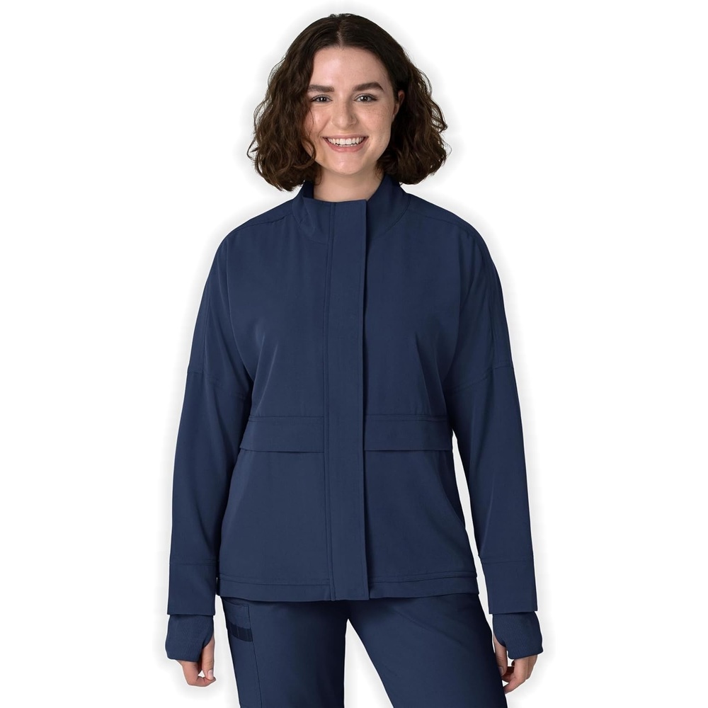 WINK Layers Women’s Germs Happen Packable Scrub Jacket(Navy)