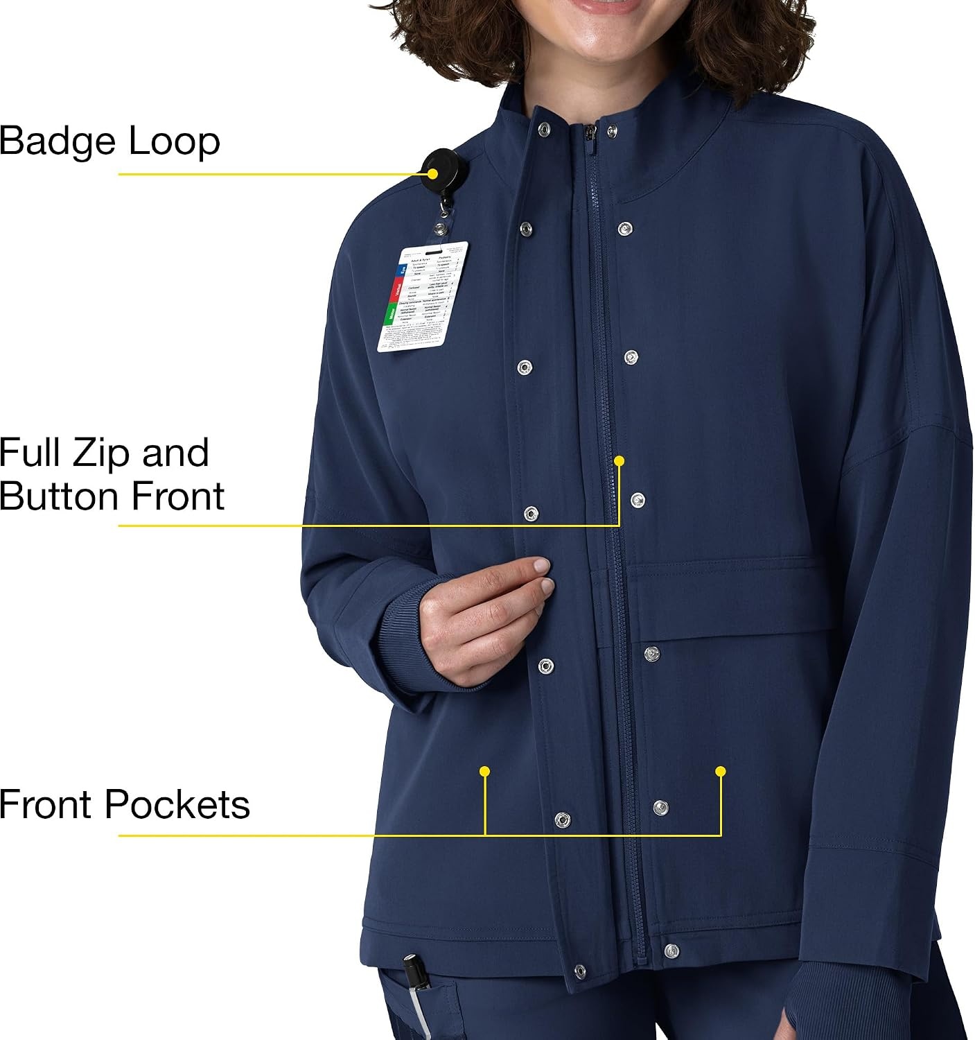 WINK Layers Women’s Germs Happen Packable Scrub Jacket(Navy)