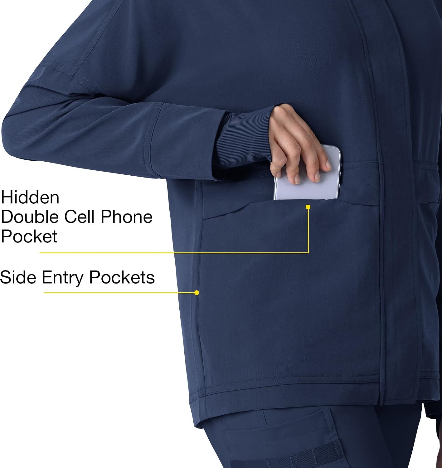 WINK Layers Women’s Germs Happen Packable Scrub Jacket(Navy)