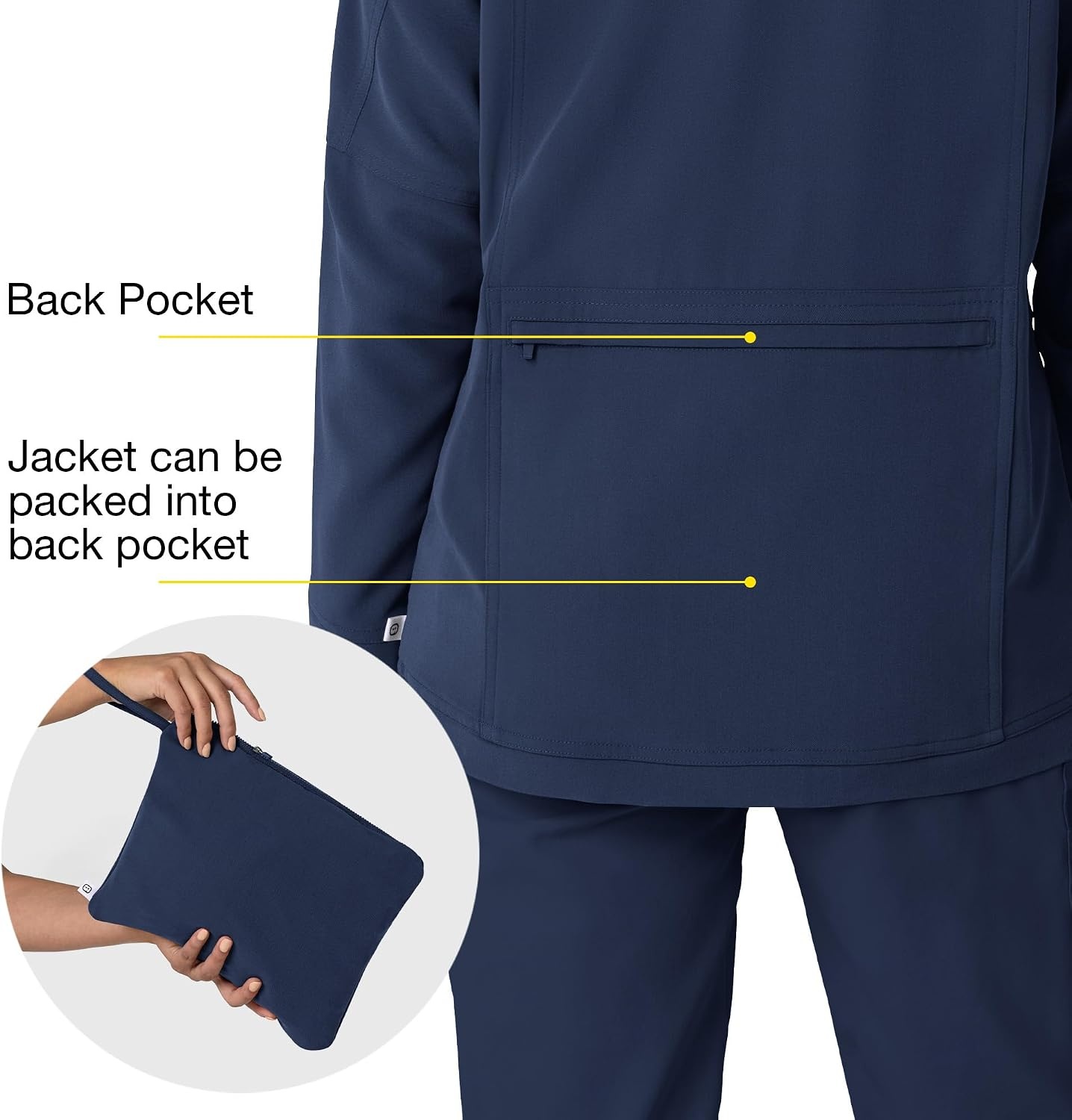 WINK Layers Women’s Germs Happen Packable Scrub Jacket(Navy)