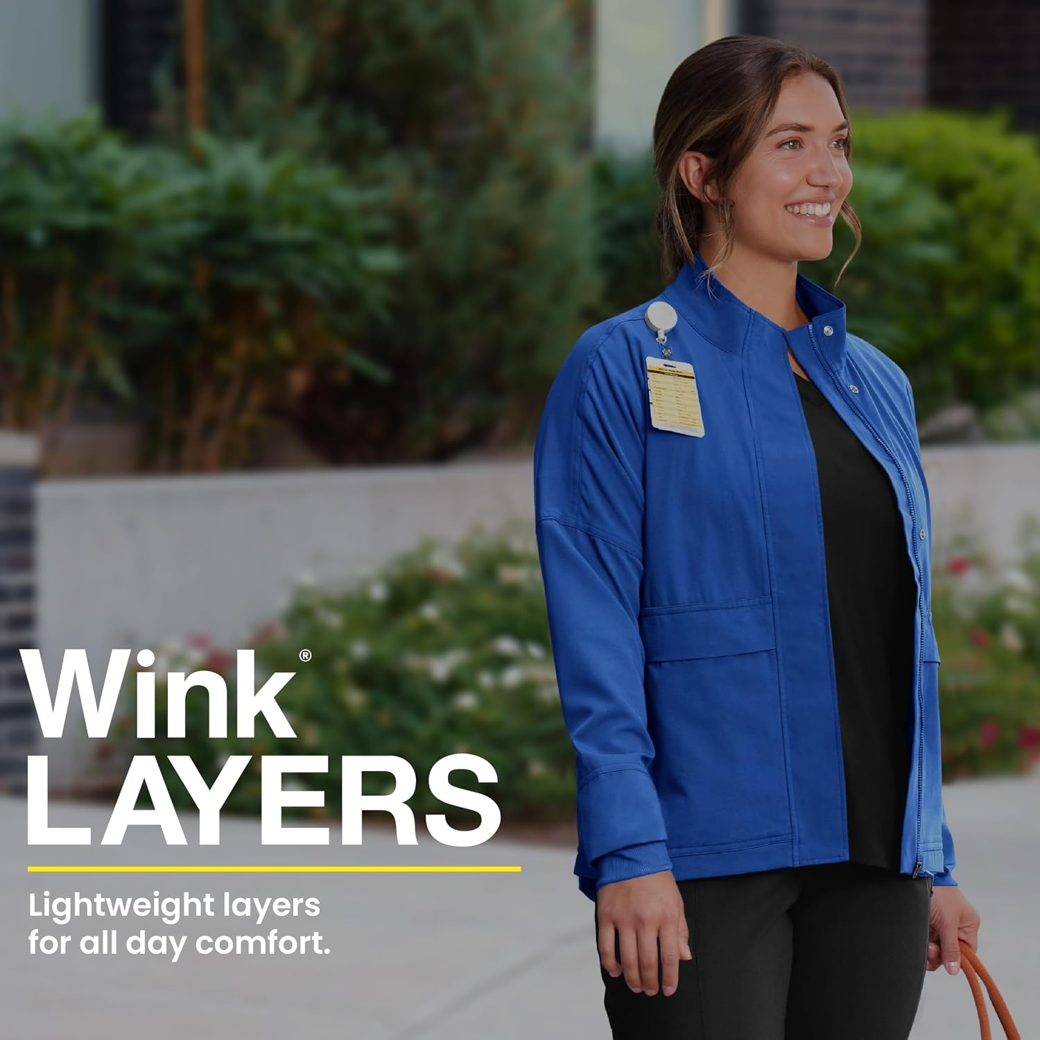 WINK Layers Women’s Germs Happen Packable Scrub Jacket(Navy)