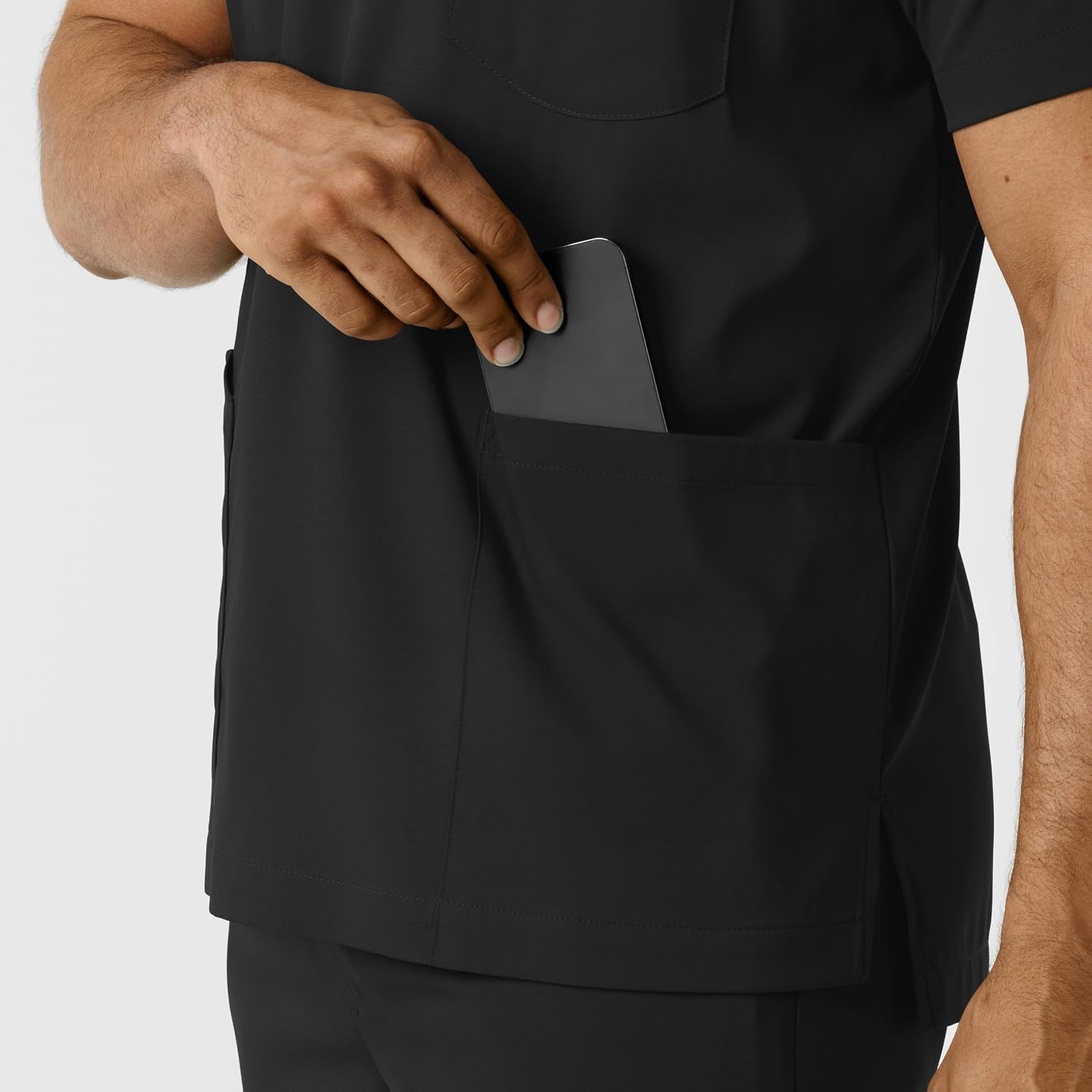 Wink Boundless Men’s Multi Pocket V-Neck Scrub Top(Black)