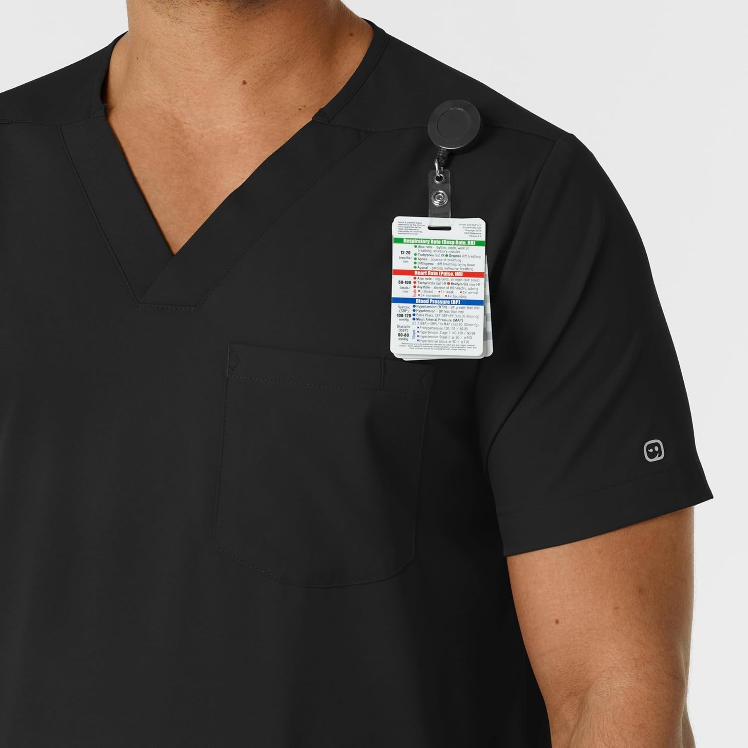 Wink Boundless Men’s Multi Pocket V-Neck Scrub Top(Black)
