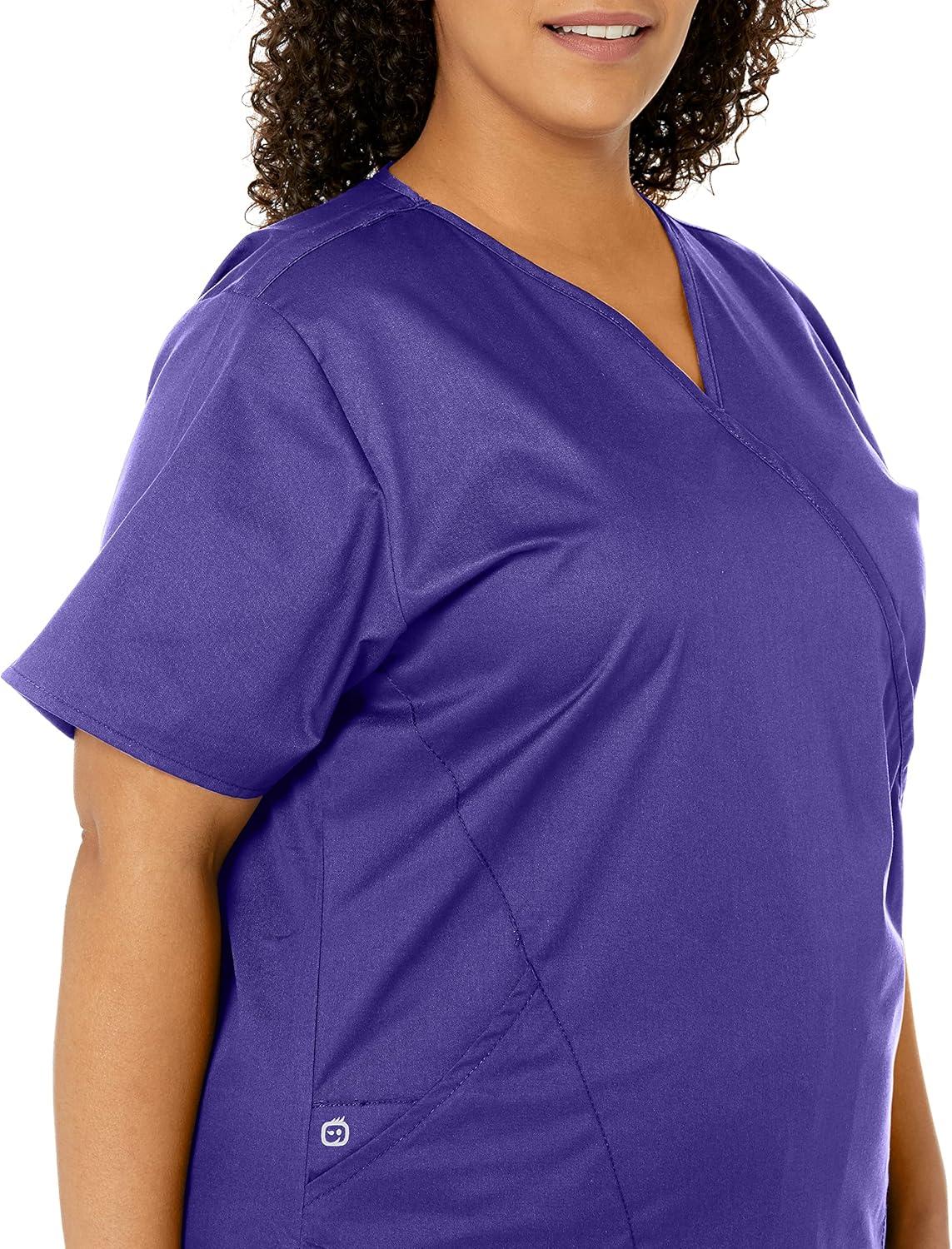 WonderWink Women’s Wonderwork Women’s Mock Wrap Scrub Top(Grape)