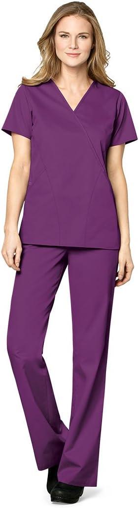WonderWink Women’s Wonderwork Women’s Mock Wrap Scrub Top(Grape)