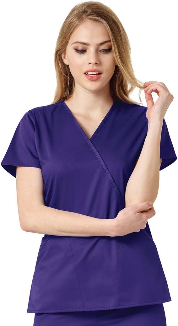 WonderWink Women’s Wonderwork Women’s Mock Wrap Scrub Top(Grape)