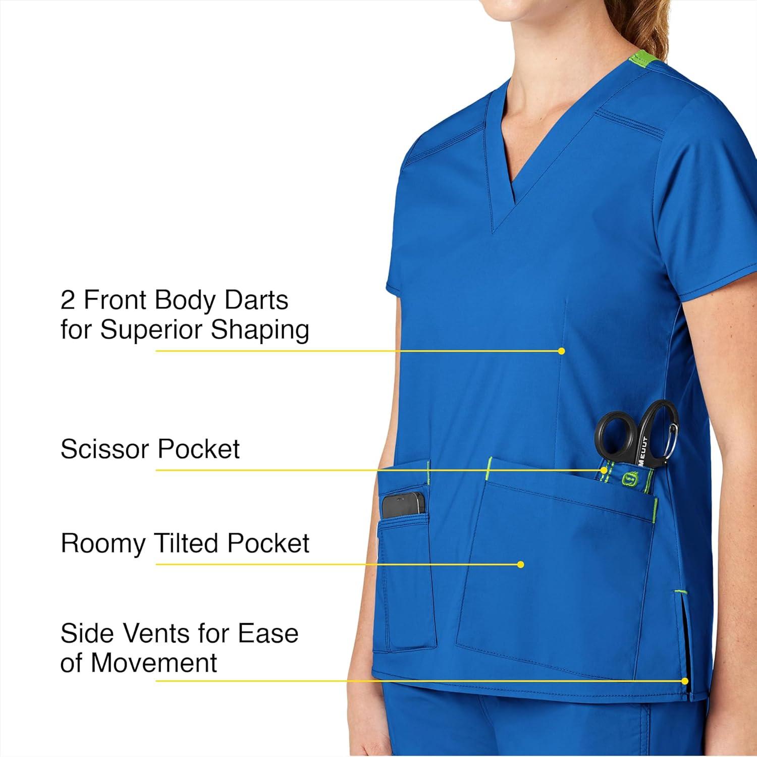 WonderWink Women’s Wonderflex Verity Scrub Top, Royal, Small
