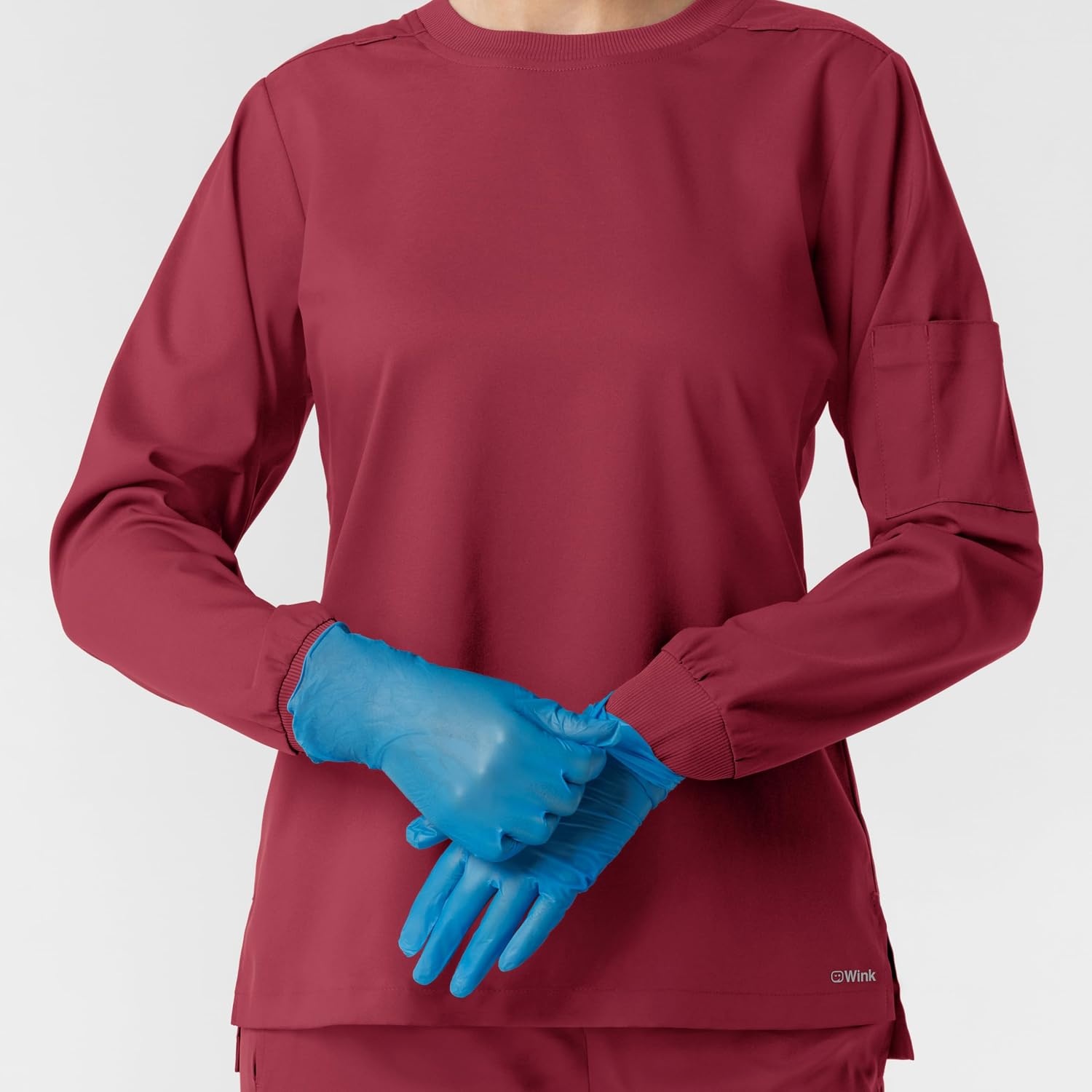 Wink Women’s Women’s Classic Long Sleeve Scrub Tee(Ruby)