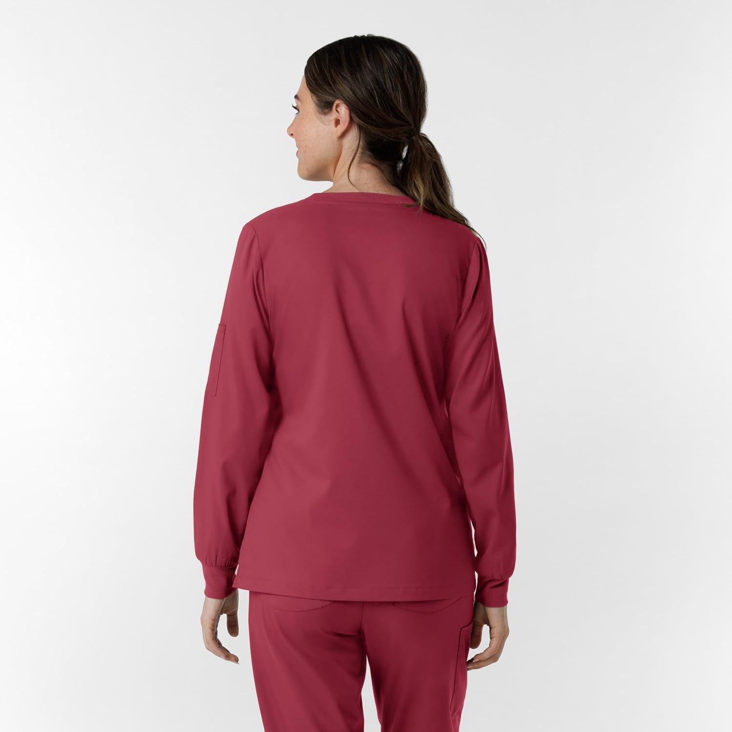 Wink Women’s Women’s Classic Long Sleeve Scrub Tee(Ruby)