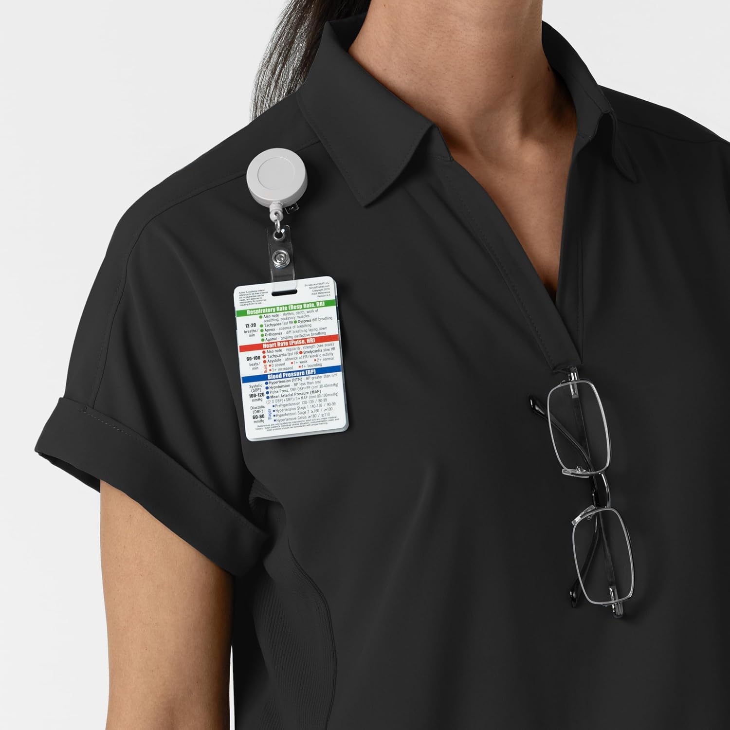 WINK Renew Women’s Flex-n-Reach Collared Scrub Top(Black)