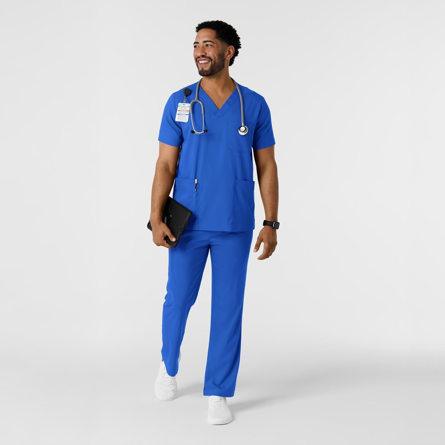 Wink Boundless Men’s Multi Pocket V-Neck Scrub Top(Royal)