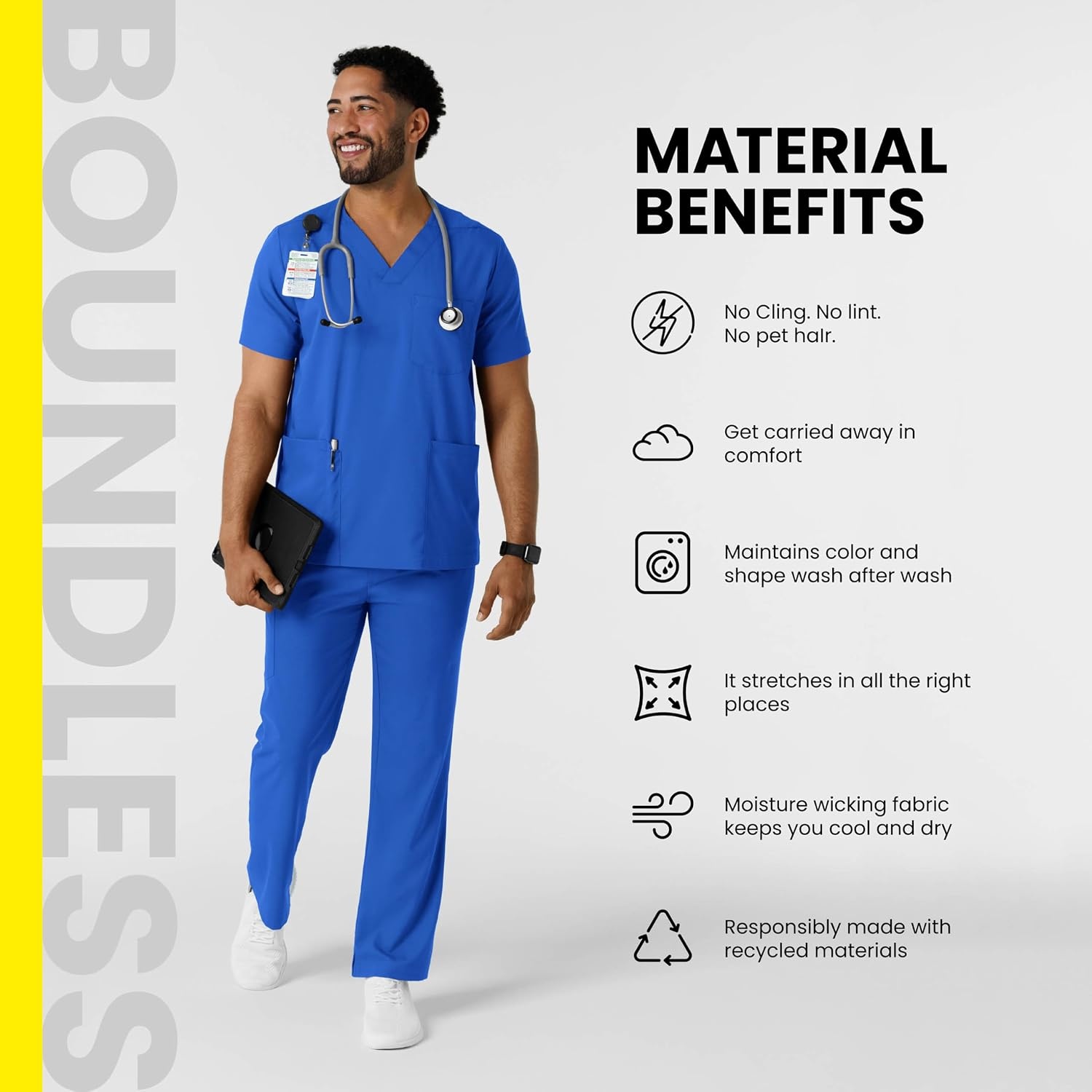 Wink Boundless Men’s Multi Pocket V-Neck Scrub Top(Royal)