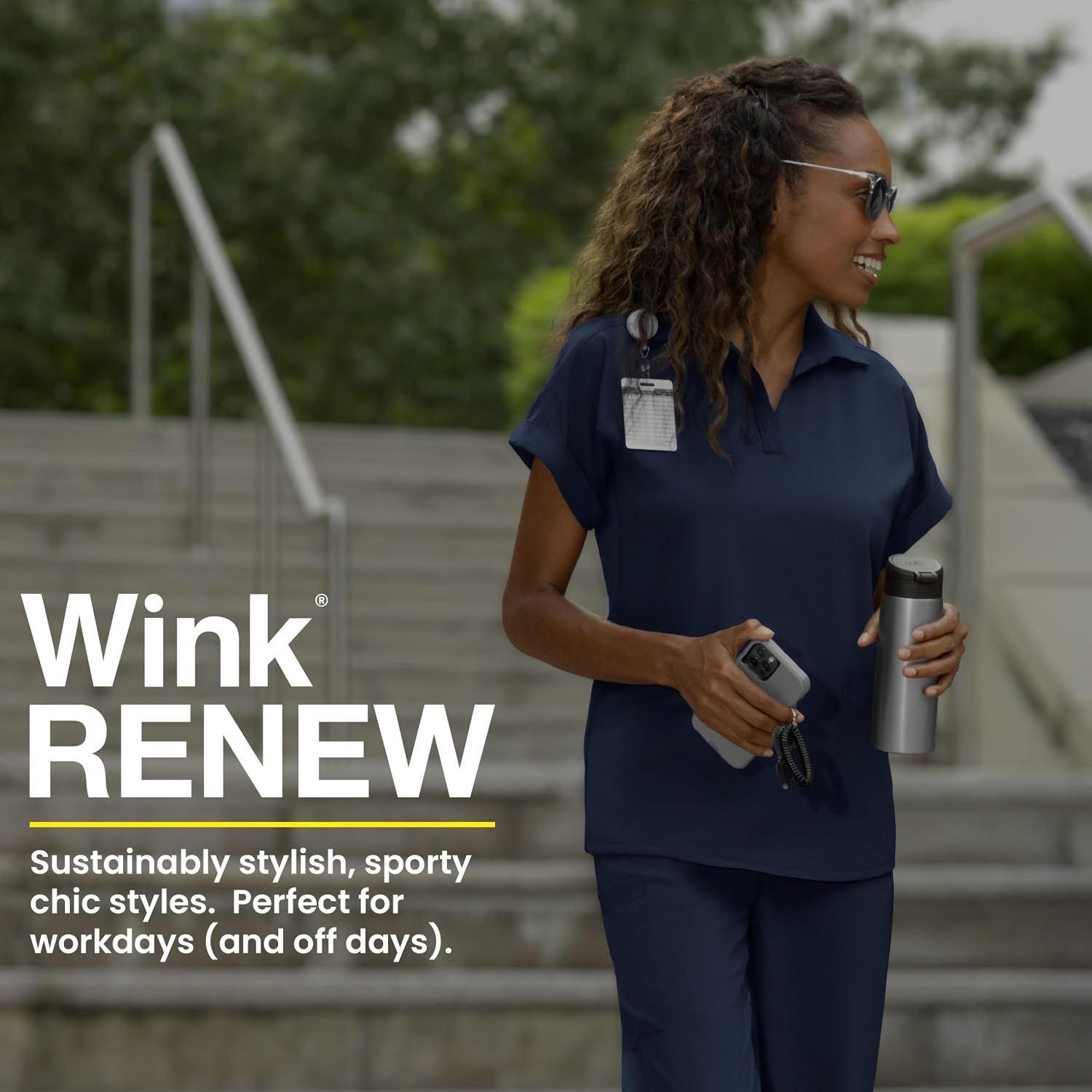 WINK Renew Women’s Flex-n-Reach Collared Scrub Top(Haze)