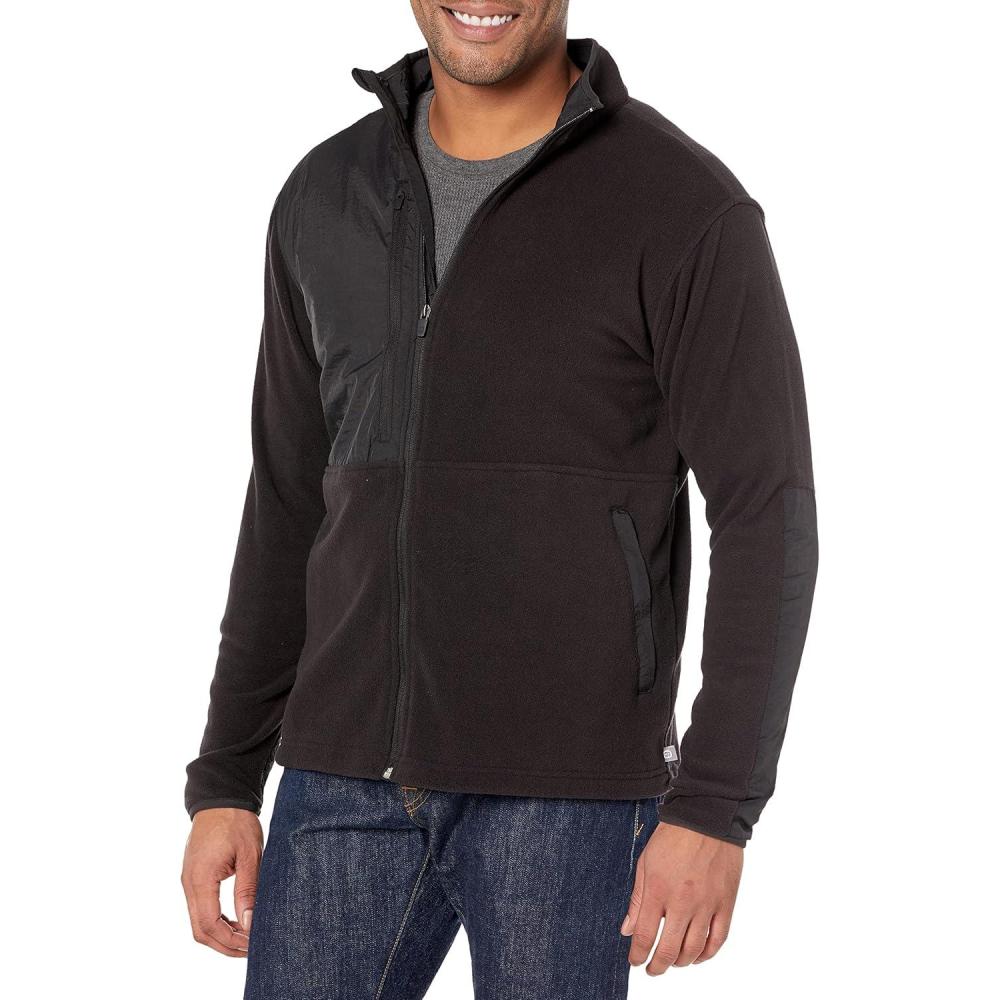 WonderWink mens Micro-fleece Zip Jacket(Black)